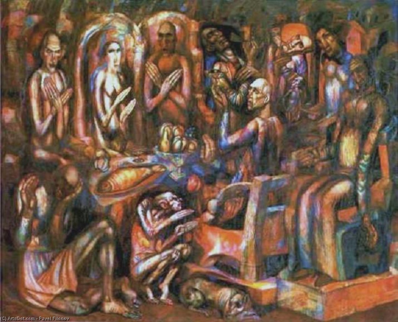 WikiOO.org - Enciklopedija dailės - Tapyba, meno kuriniai Pavel Filonov - Feast of Kings