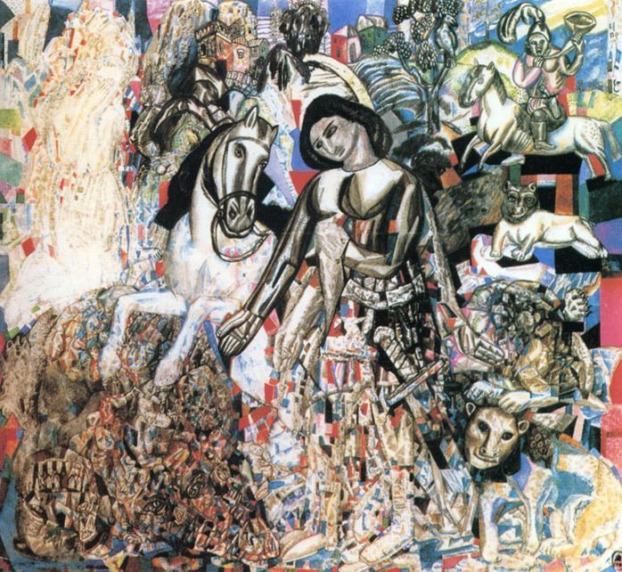 Wikioo.org - The Encyclopedia of Fine Arts - Painting, Artwork by Pavel Filonov - Untitled (St. George the Victorious)