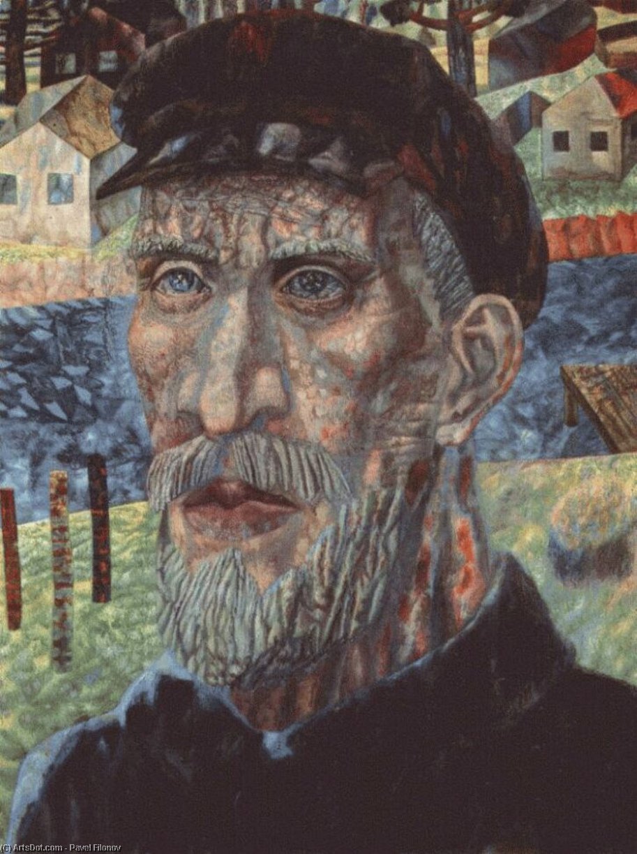 WikiOO.org - Encyclopedia of Fine Arts - Målning, konstverk Pavel Filonov - The Kolkhoznik (Member of a Collective Farm)
