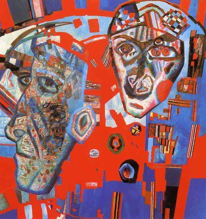 WikiOO.org - Encyclopedia of Fine Arts - Maalaus, taideteos Pavel Filonov - Two Heads
