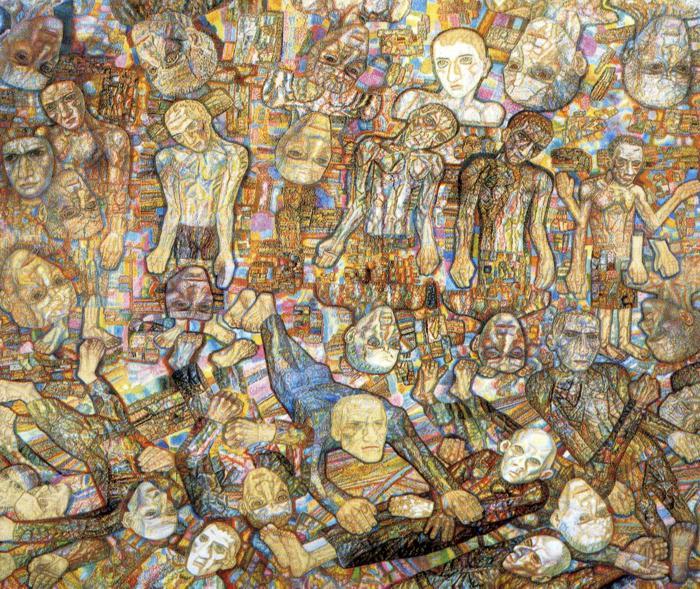 WikiOO.org - Encyclopedia of Fine Arts - Målning, konstverk Pavel Filonov - Composition (A Raid)