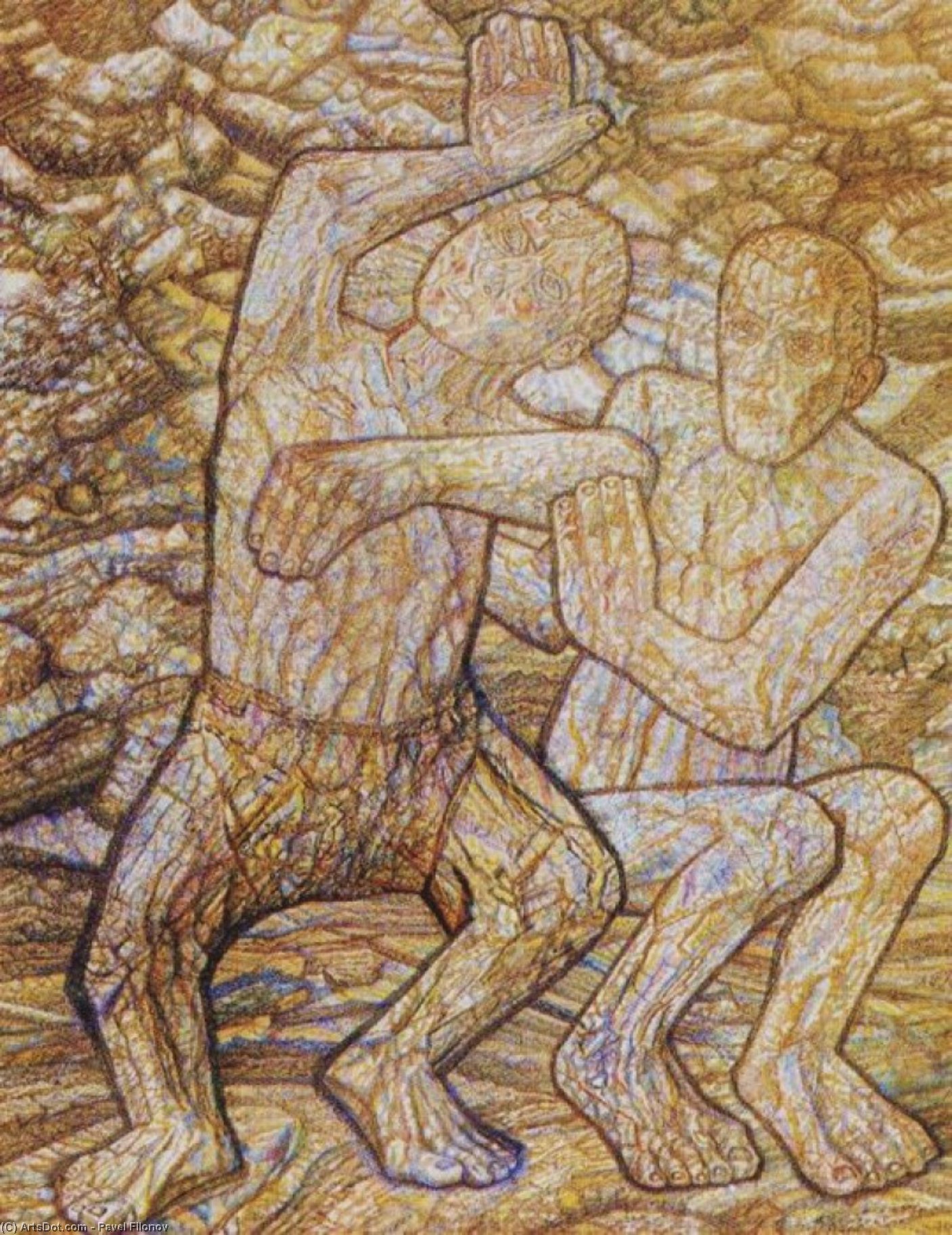 WikiOO.org - Encyclopedia of Fine Arts - Maleri, Artwork Pavel Filonov - Two Men