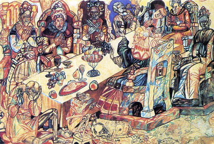 WikiOO.org – 美術百科全書 - 繪畫，作品 Pavel Filonov - 国王盛宴