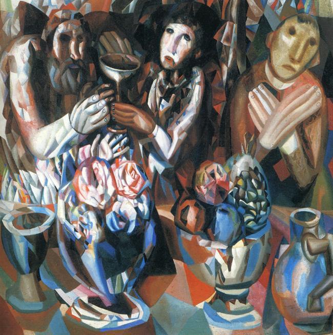 Wikioo.org - The Encyclopedia of Fine Arts - Painting, Artwork by Pavel Filonov - The Three at the Table