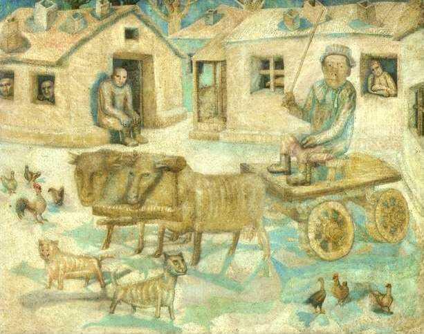 Wikioo.org - The Encyclopedia of Fine Arts - Painting, Artwork by Pavel Filonov - Oxen. Scene from the Life of Savages