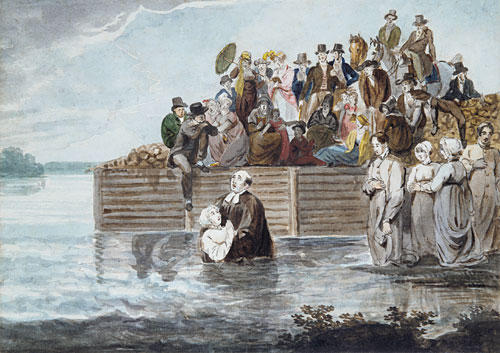 Wikoo.org - موسوعة الفنون الجميلة - اللوحة، العمل الفني Pavel Svinyin - A Philadelphia Anabaptist Immersion during a Storm