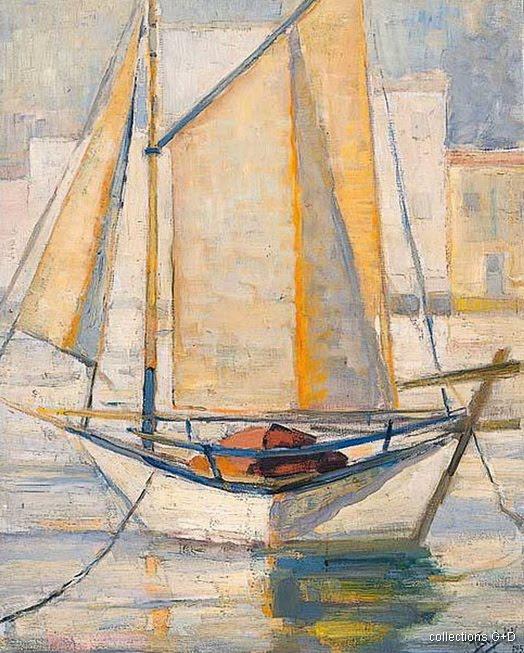 WikiOO.org - Güzel Sanatlar Ansiklopedisi - Resim, Resimler Periklis Vyzantios - Boat with sails