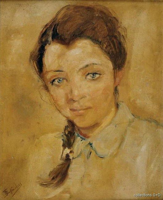 Wikioo.org - The Encyclopedia of Fine Arts - Painting, Artwork by Periklis Vyzantios - Portrait of a girl