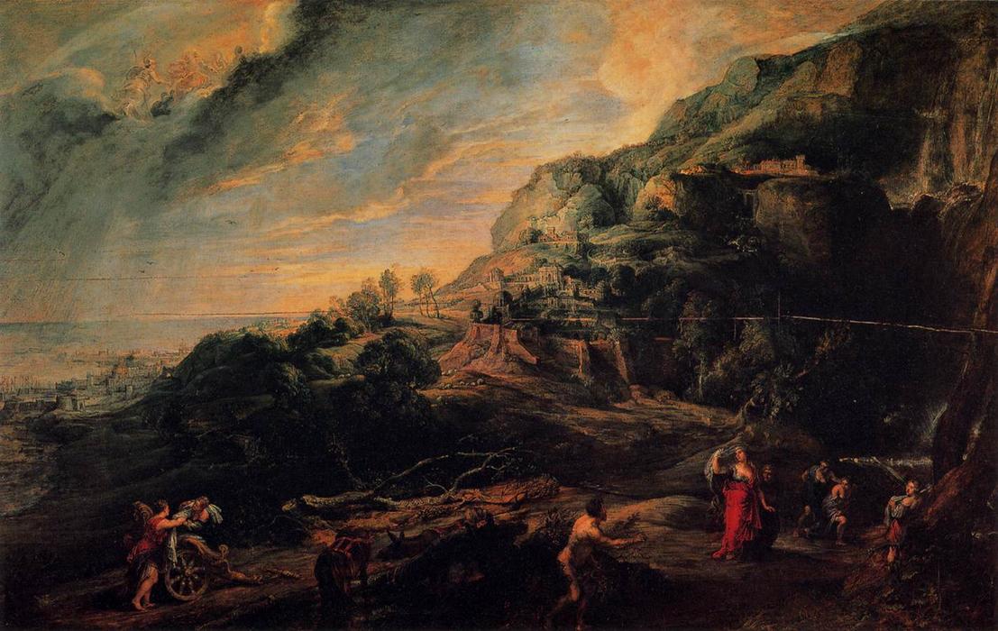 Wikioo.org - The Encyclopedia of Fine Arts - Painting, Artwork by Peter Paul Rubens - Ulysses and Nausicaa on the Island of the Phaeacians