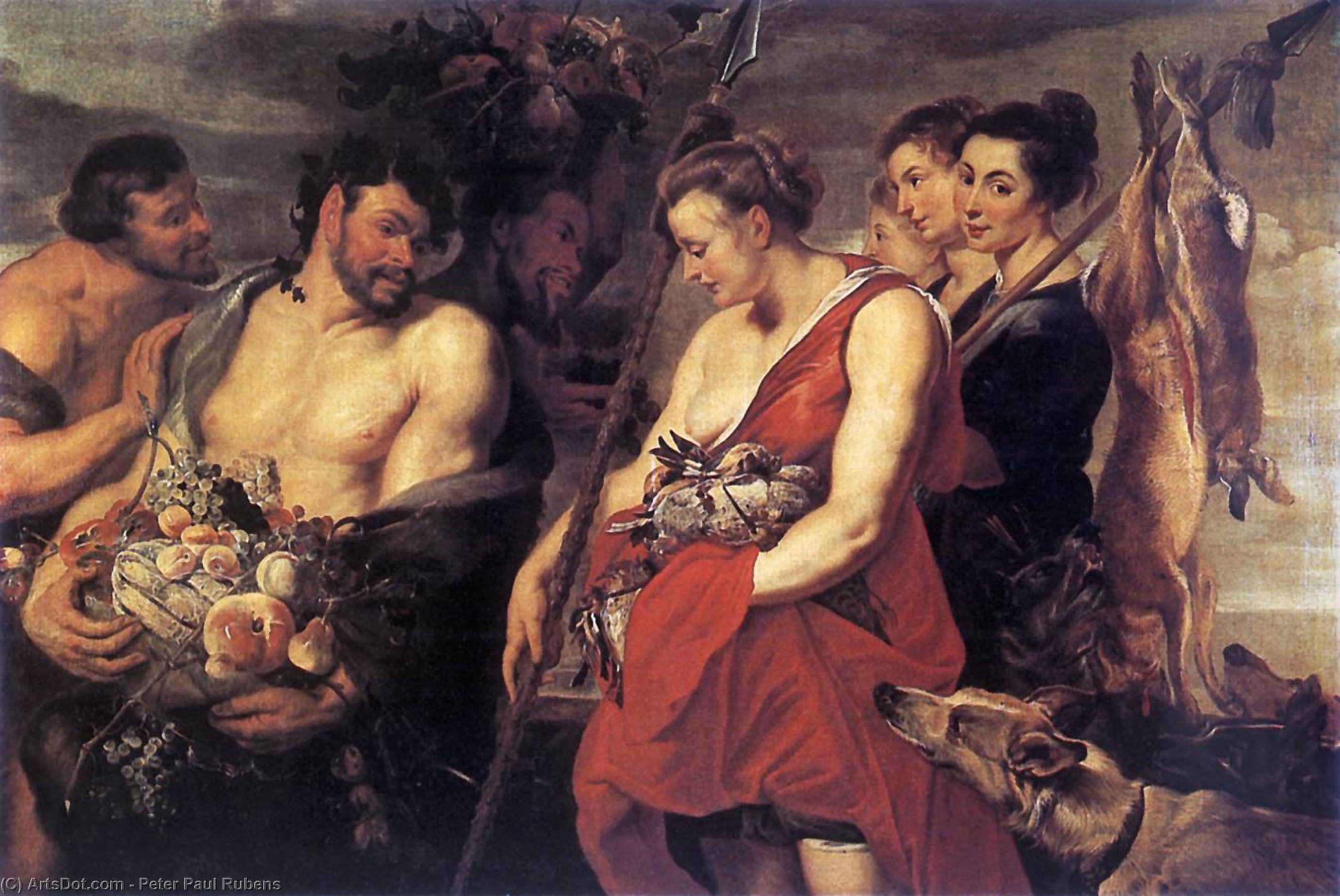 WikiOO.org - Enciclopédia das Belas Artes - Pintura, Arte por Peter Paul Rubens - Diana Presentig the Catch to Pan