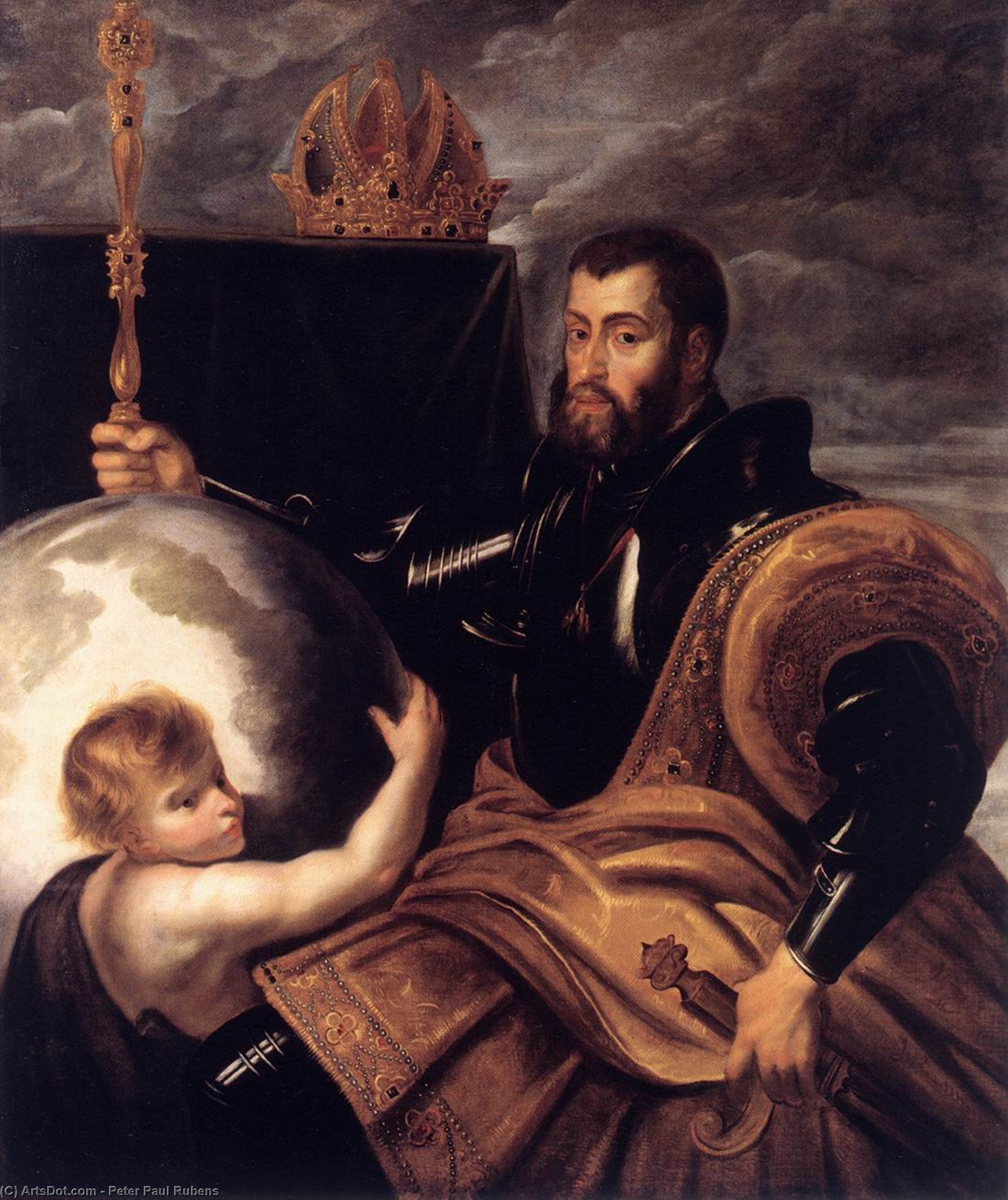 WikiOO.org - Güzel Sanatlar Ansiklopedisi - Resim, Resimler Peter Paul Rubens - Allegory on Emperor Charles as Ruler of Vast Realms