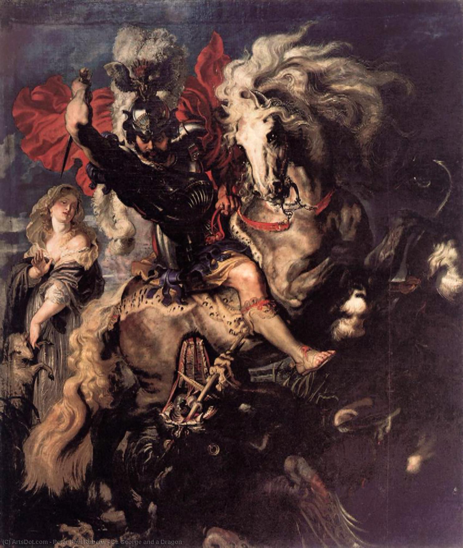 Wikioo.org - The Encyclopedia of Fine Arts - Painting, Artwork by Peter Paul Rubens - St. George and a Dragon