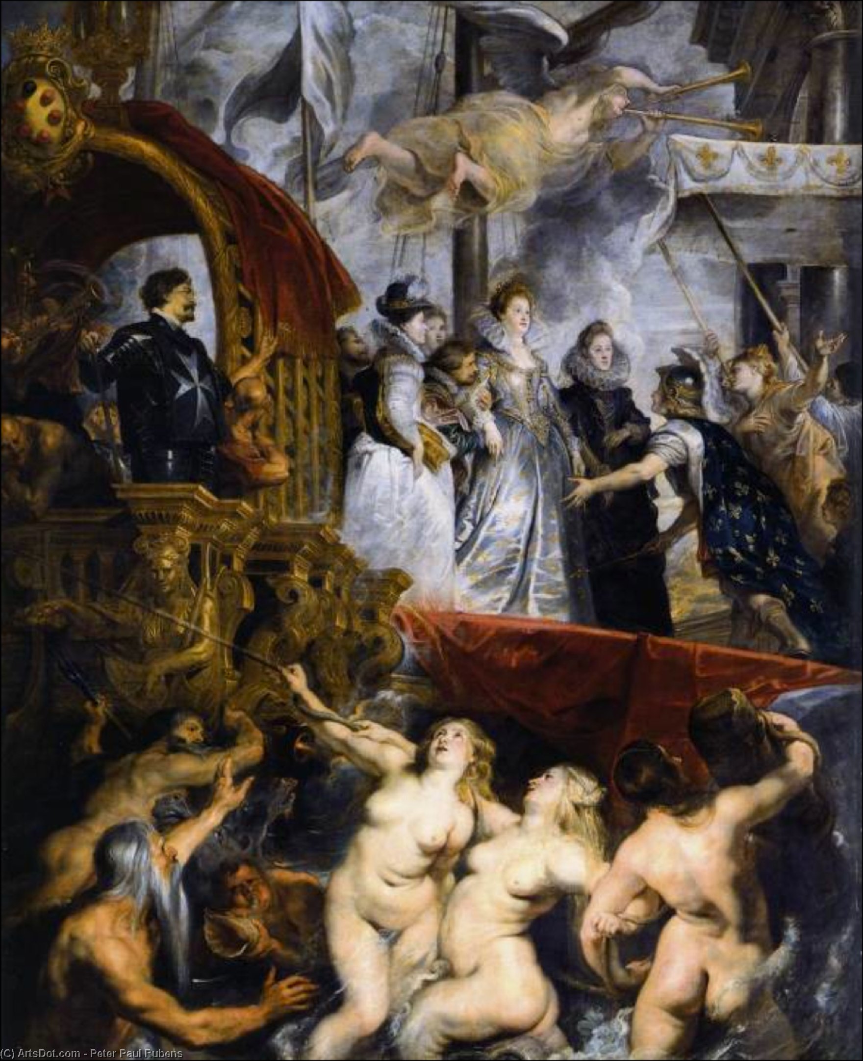 Wikoo.org - موسوعة الفنون الجميلة - اللوحة، العمل الفني Peter Paul Rubens - The Landing at Marseilles, 3rd November 1600