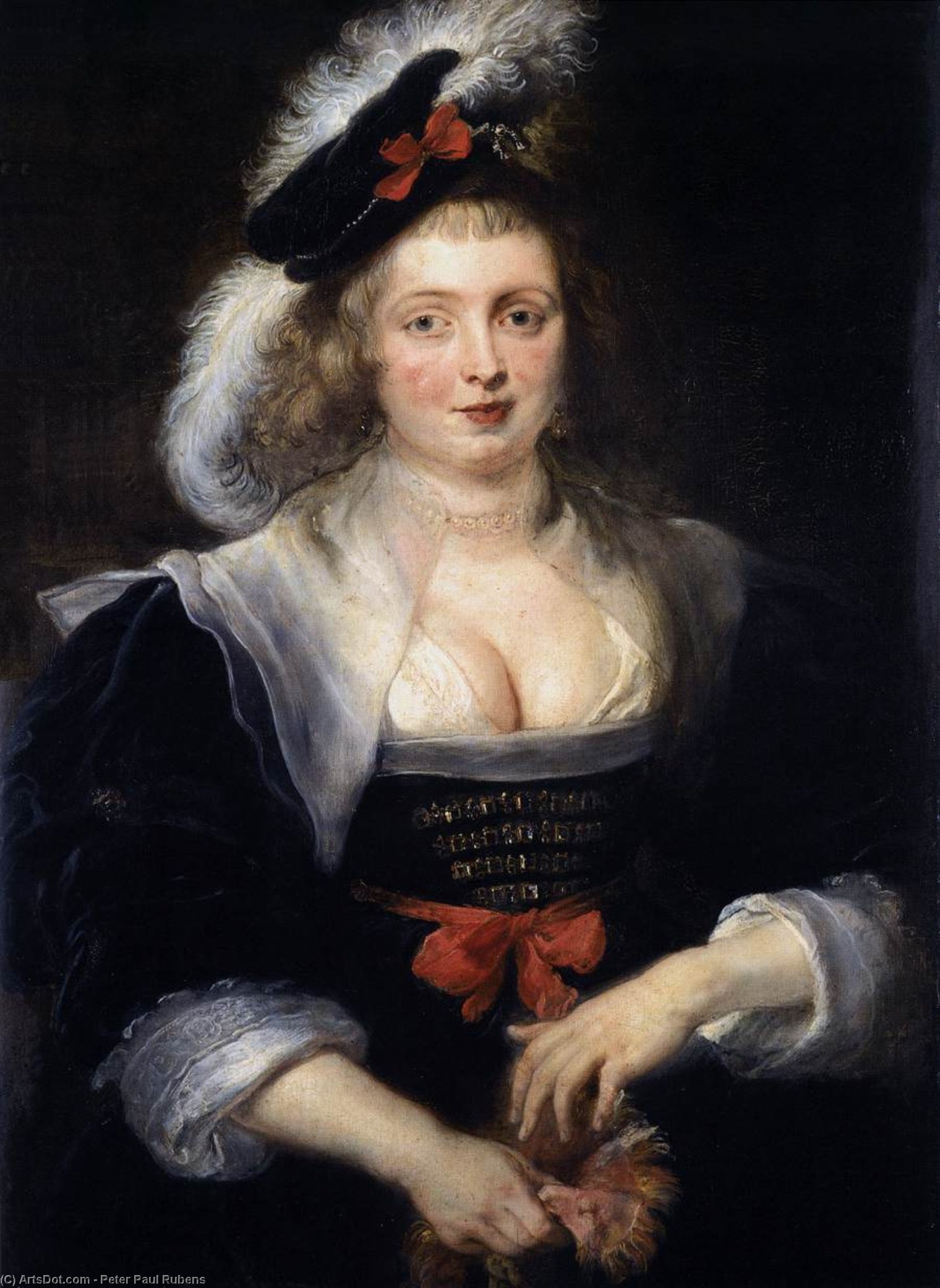 Wikioo.org - Encyklopedia Sztuk Pięknych - Malarstwo, Grafika Peter Paul Rubens - Portrait of Helene Fourment with Gloves