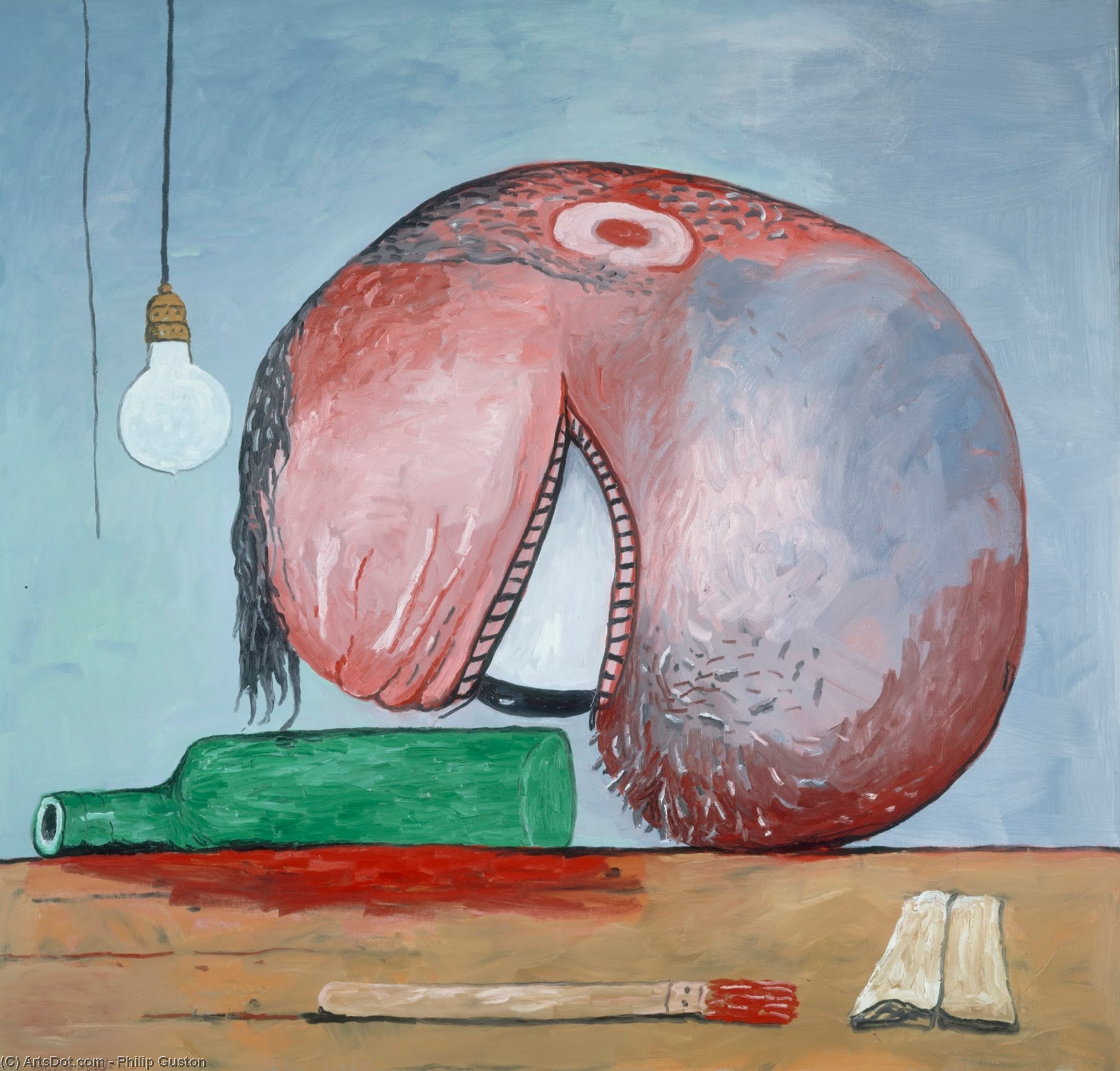 Wikioo.org - The Encyclopedia of Fine Arts - Painting, Artwork by Philip Guston - Head and Bottle