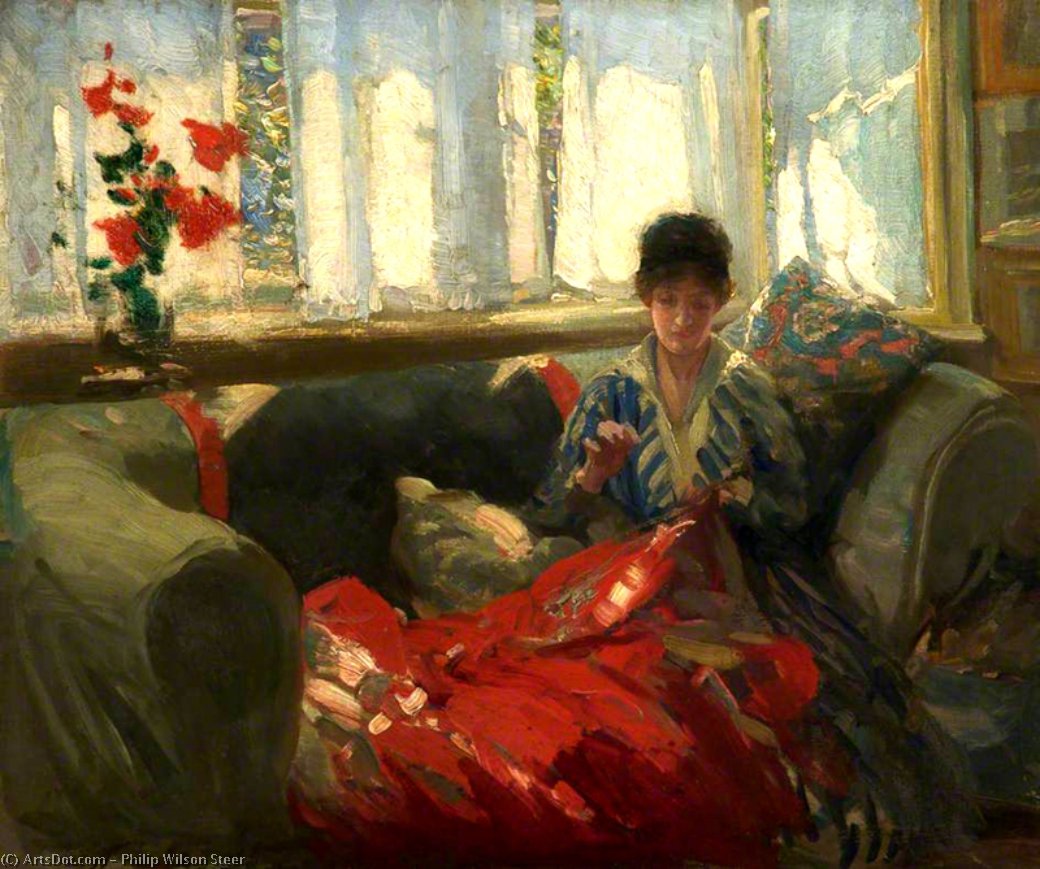 Wikioo.org - The Encyclopedia of Fine Arts - Painting, Artwork by Philip Wilson Steer - Woman Sewing