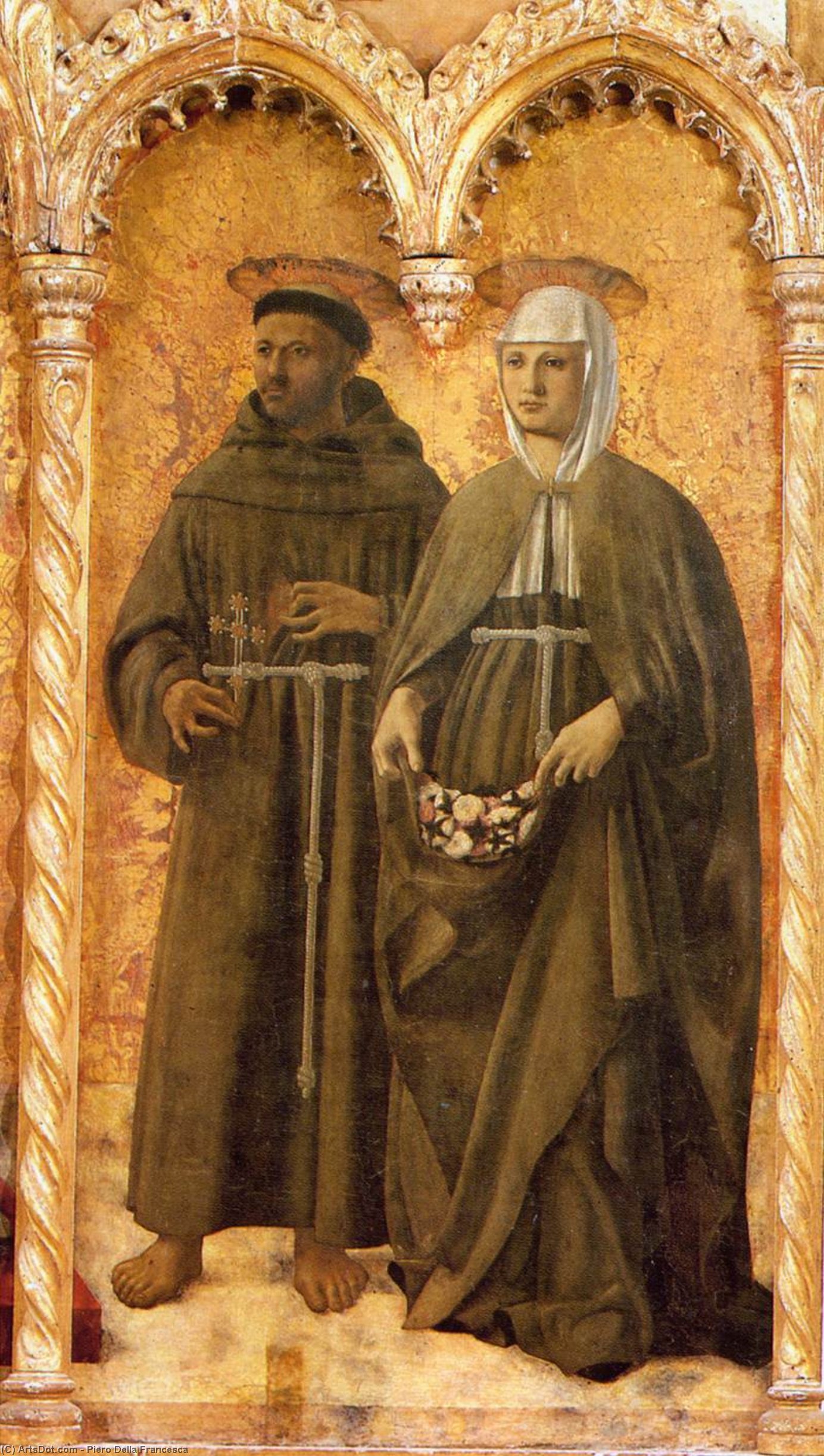 Wikioo.org – La Enciclopedia de las Bellas Artes - Pintura, Obras de arte de Piero Della Francesca - San . Francis y san . Elizabeth