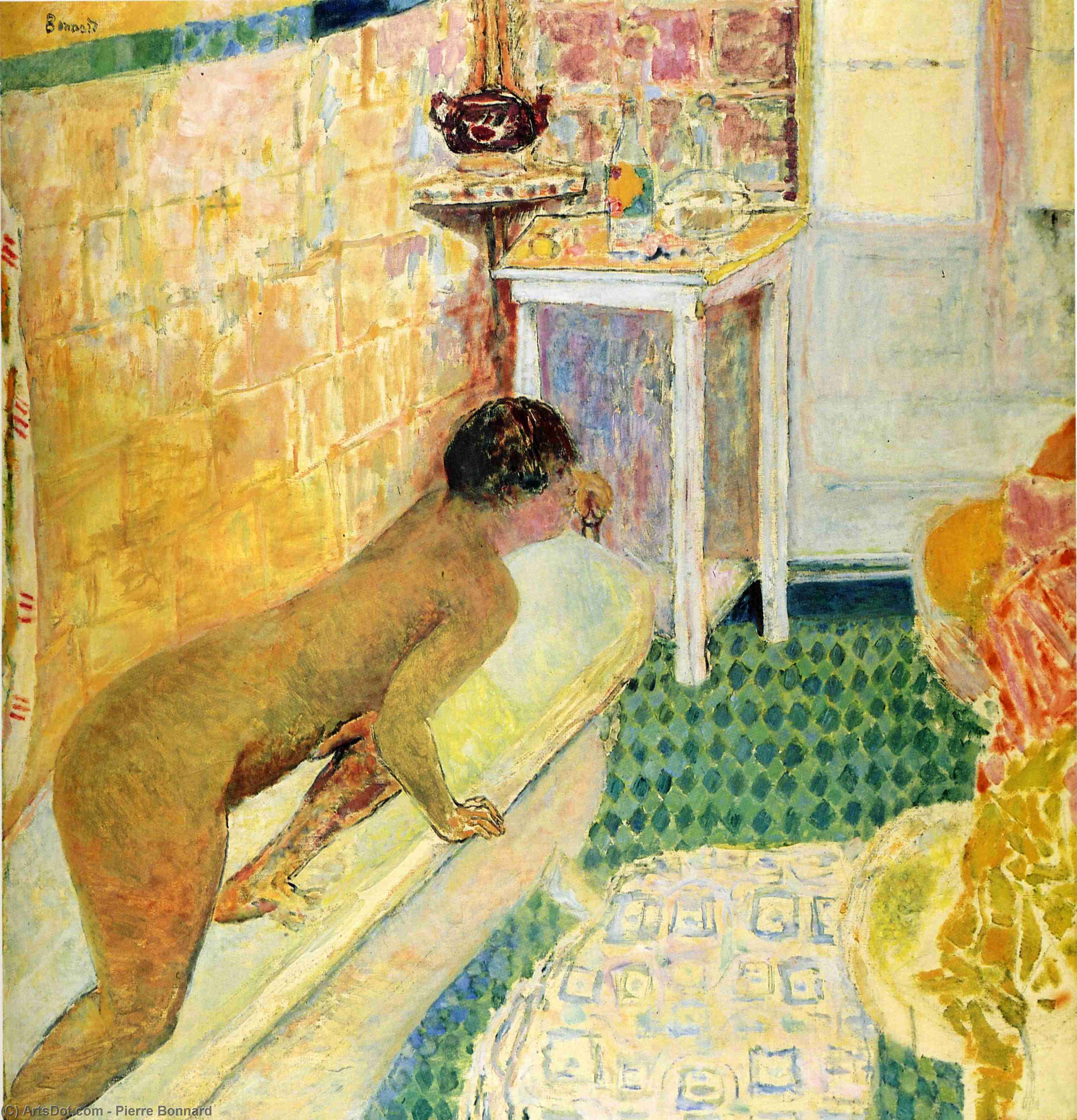 Wikioo.org - สารานุกรมวิจิตรศิลป์ - จิตรกรรม Pierre Bonnard - The exit of the bath