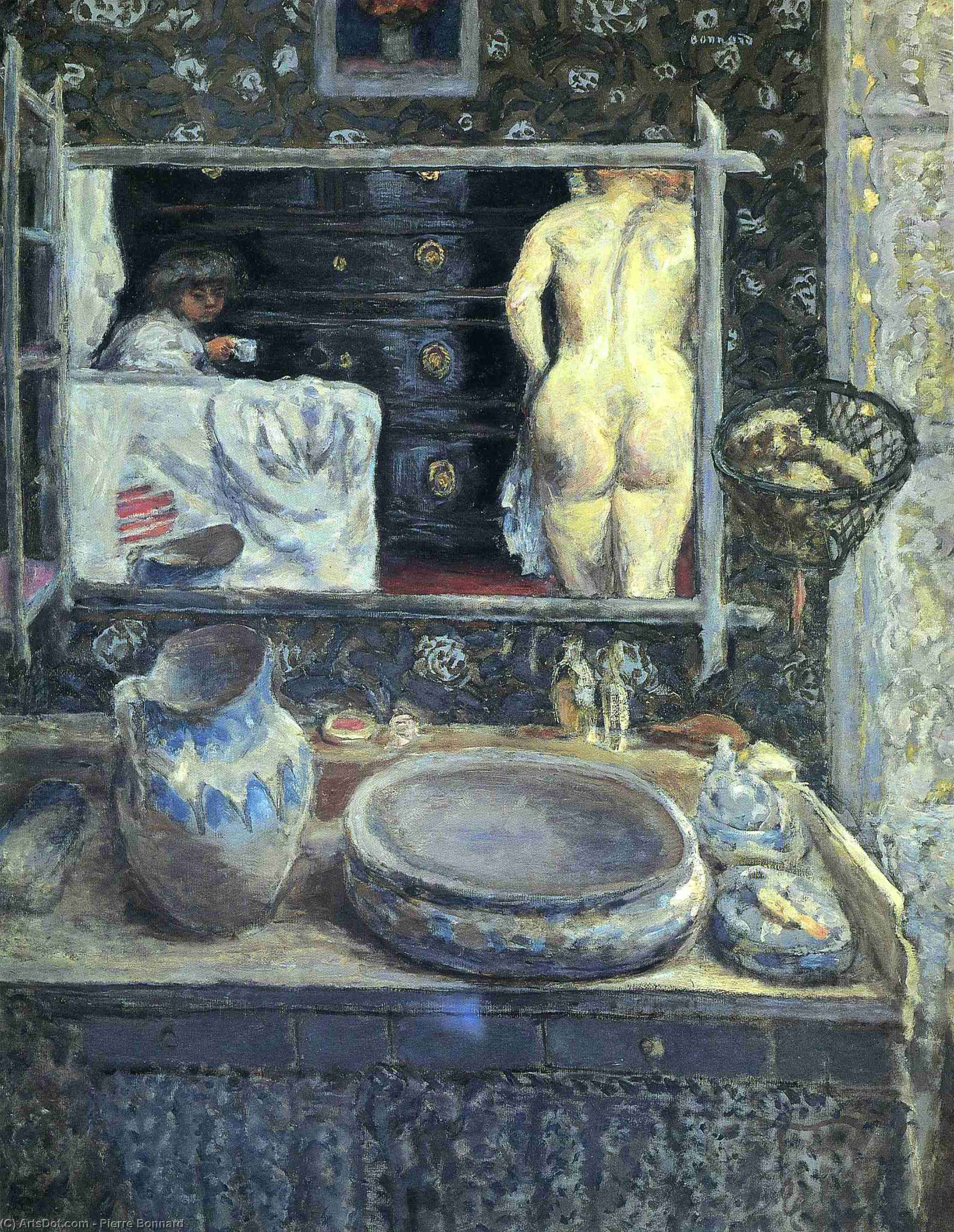 Wikioo.org - Die Enzyklopädie bildender Kunst - Malerei, Kunstwerk von Pierre Bonnard - spiegel auf  der  wäsche  Messestand