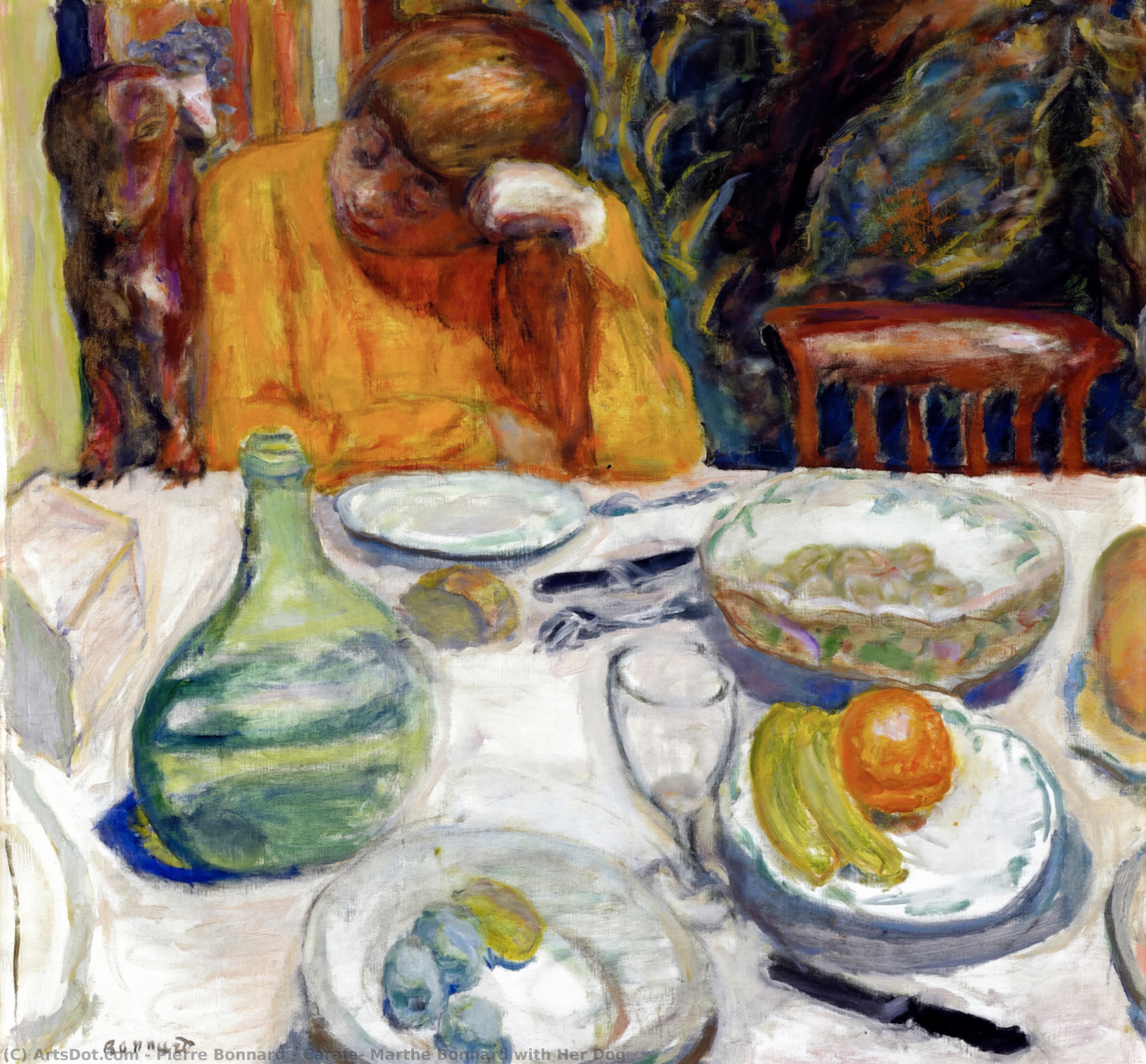 Wikioo.org - The Encyclopedia of Fine Arts - Painting, Artwork by Pierre Bonnard - Carafe, Marthe Bonnard with Her Dog