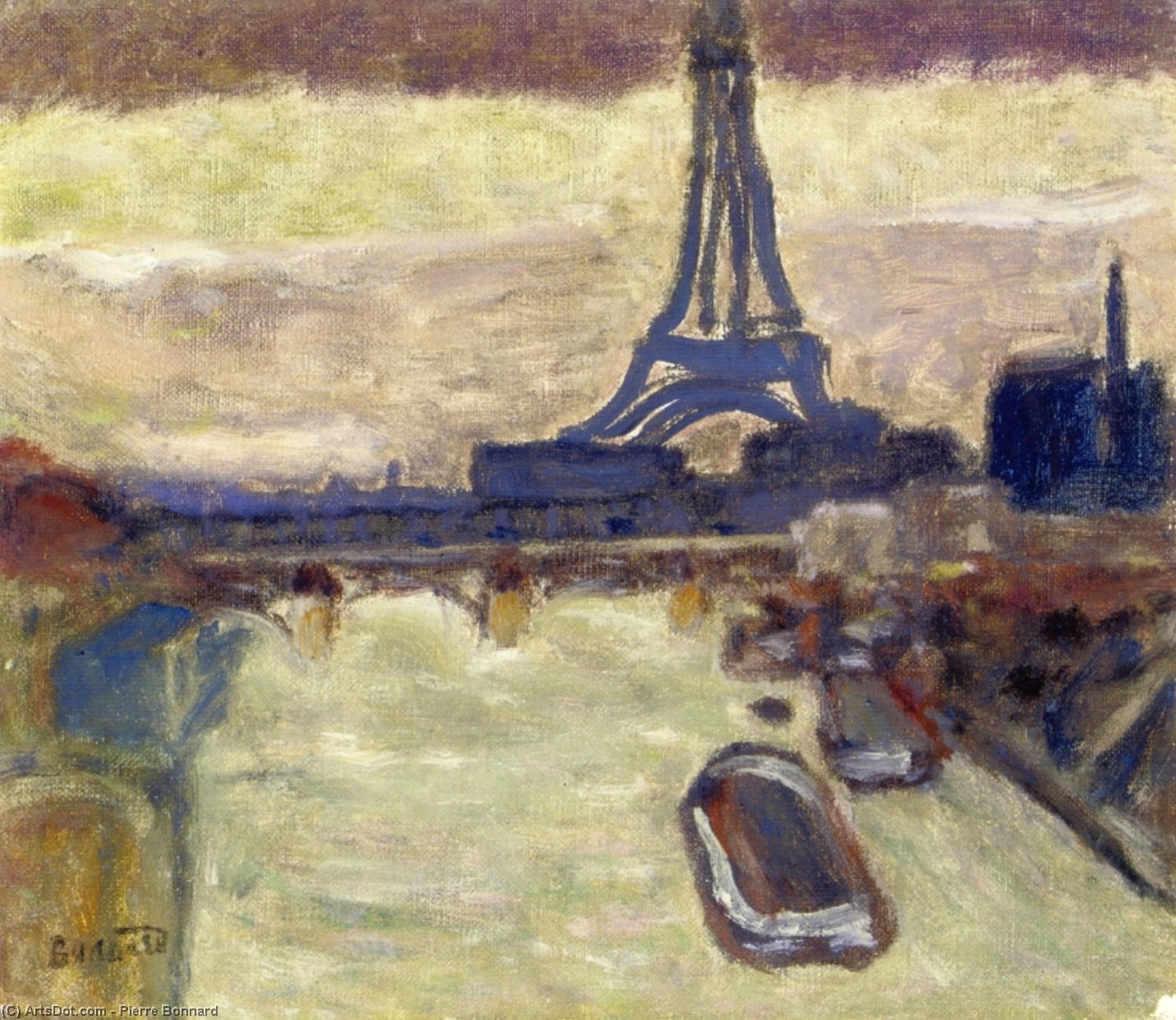 Wikioo.org – L'Encyclopédie des Beaux Arts - Peinture, Oeuvre de Pierre Bonnard - tour eiffel et le Seine