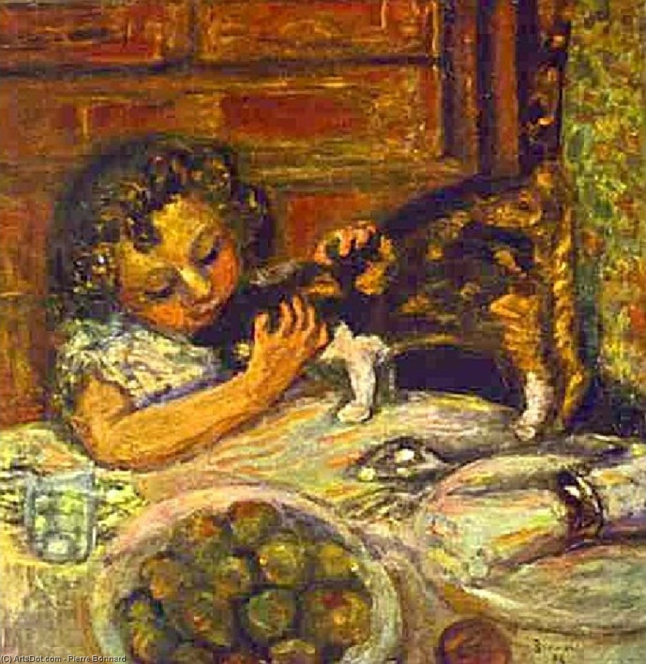 WikiOO.org – 美術百科全書 - 繪畫，作品 Pierre Bonnard - 小姑娘 与  一个  猫