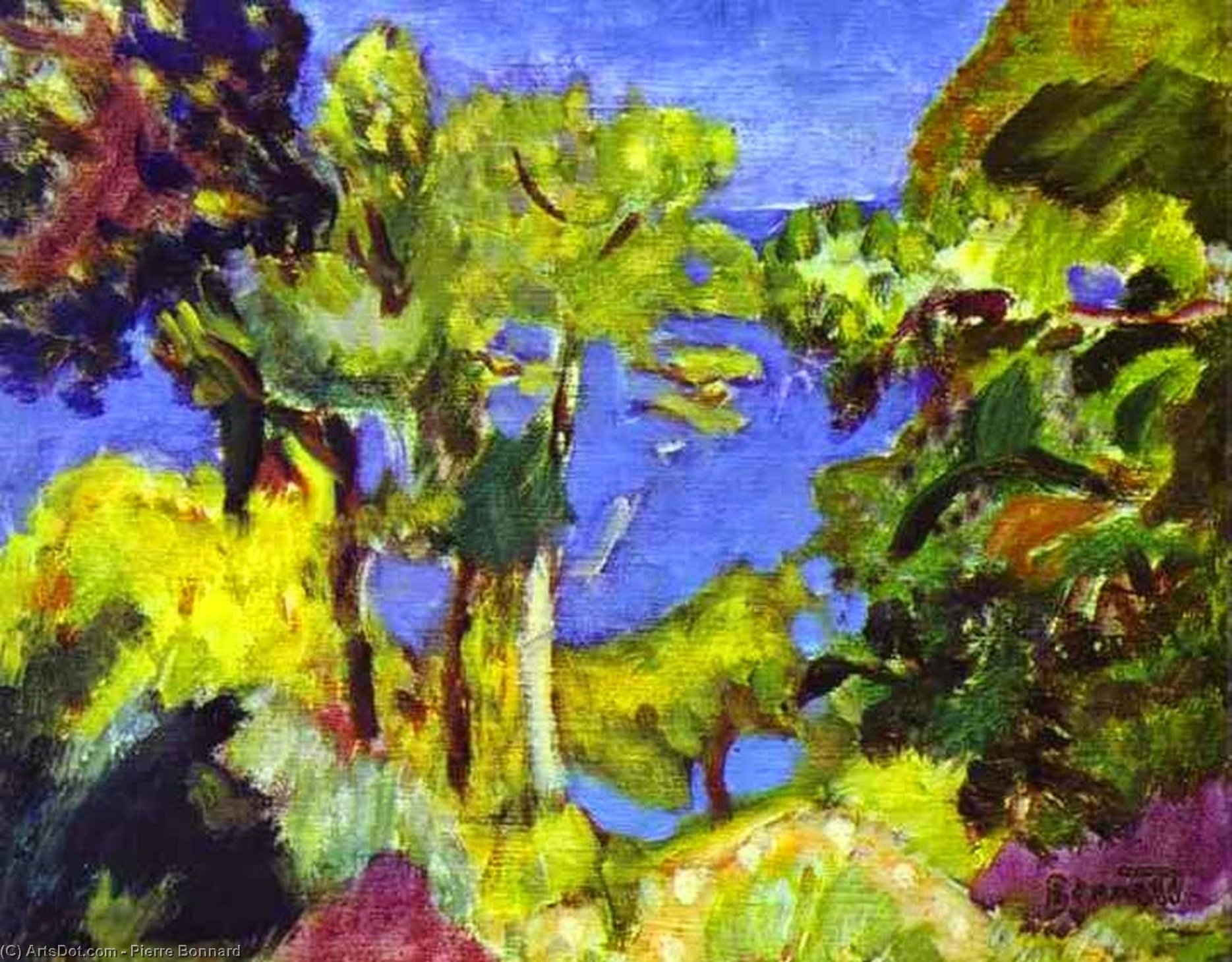 Wikoo.org - موسوعة الفنون الجميلة - اللوحة، العمل الفني Pierre Bonnard - Landscape of Cote d Azur