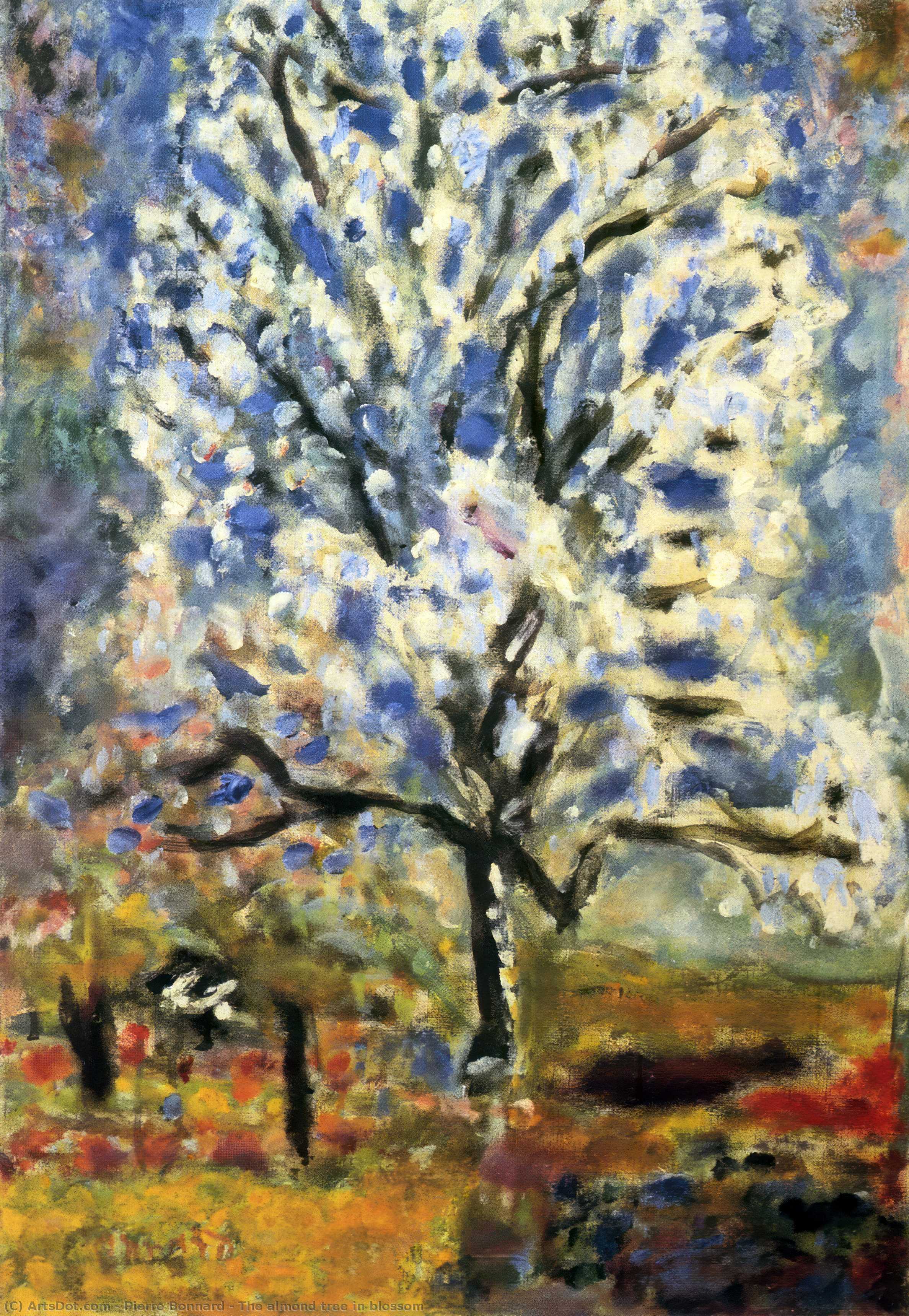 Wikoo.org - موسوعة الفنون الجميلة - اللوحة، العمل الفني Pierre Bonnard - The almond tree in blossom