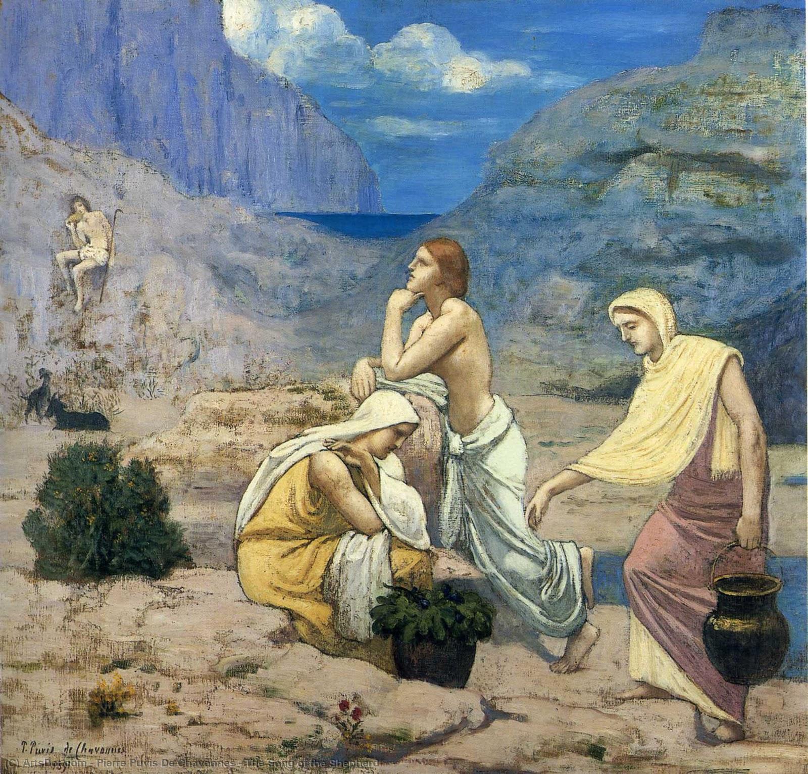 Wikioo.org - The Encyclopedia of Fine Arts - Painting, Artwork by Pierre Puvis De Chavannes - The Song of the Shepherd
