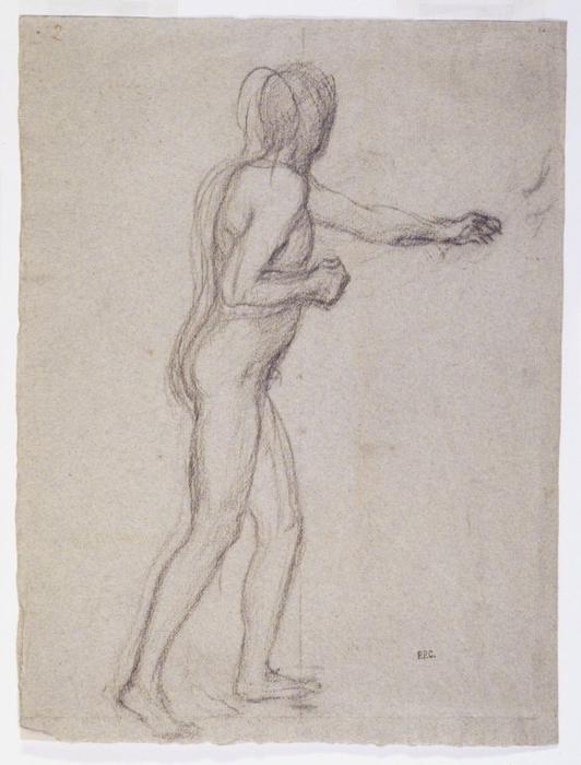 WikiOO.org - Enciklopedija likovnih umjetnosti - Slikarstvo, umjetnička djela Pierre Puvis De Chavannes - Study of a Standing Male Nude