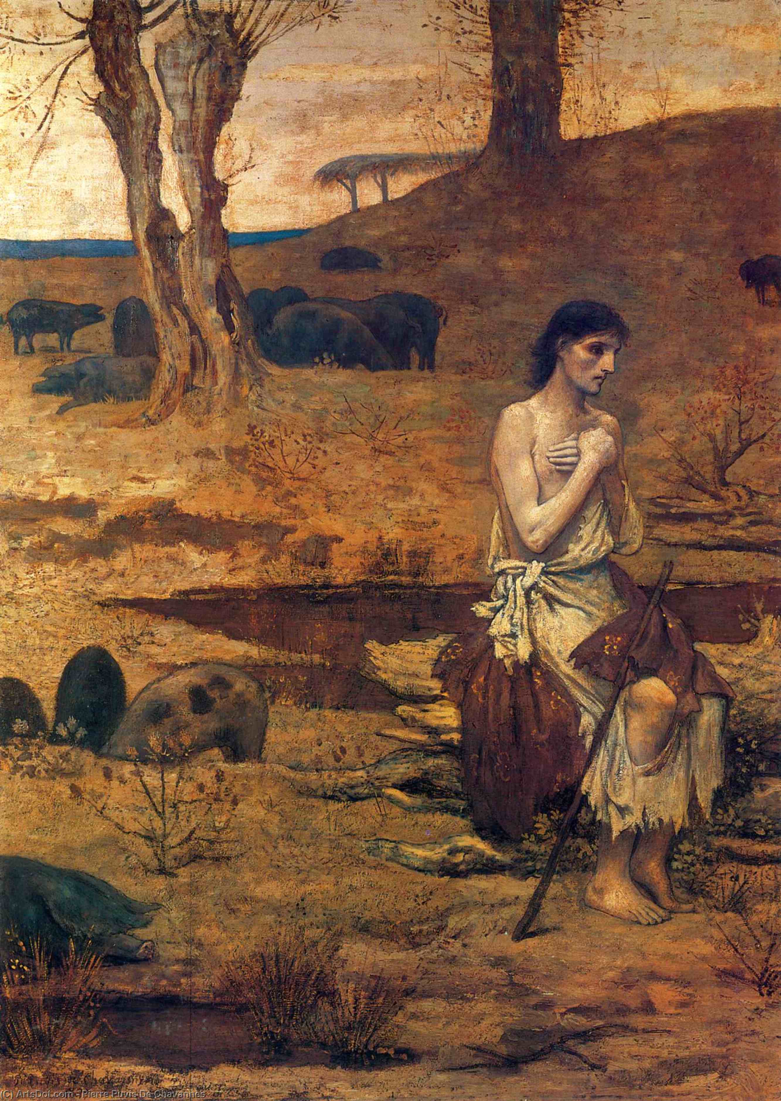 WikiOO.org - Εγκυκλοπαίδεια Καλών Τεχνών - Ζωγραφική, έργα τέχνης Pierre Puvis De Chavannes - The Prodigal Son