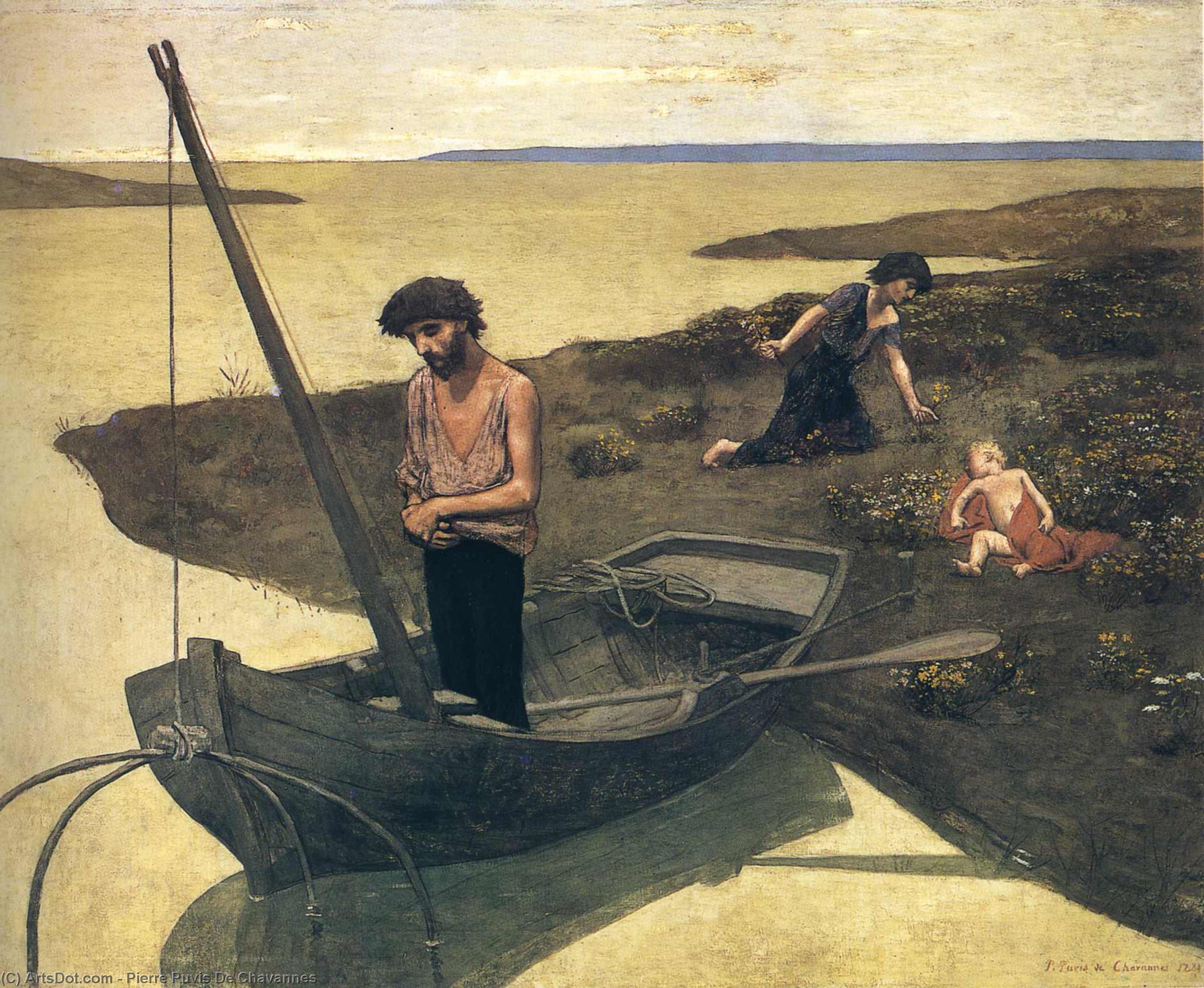 WikiOO.org – 美術百科全書 - 繪畫，作品 Pierre Puvis De Chavannes -  的  穷人 渔