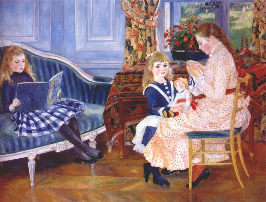 Wikioo.org – La Enciclopedia de las Bellas Artes - Pintura, Obras de arte de Pierre-Auguste Renoir - Children`s Por la tarde a Wargemont ( Margarita )