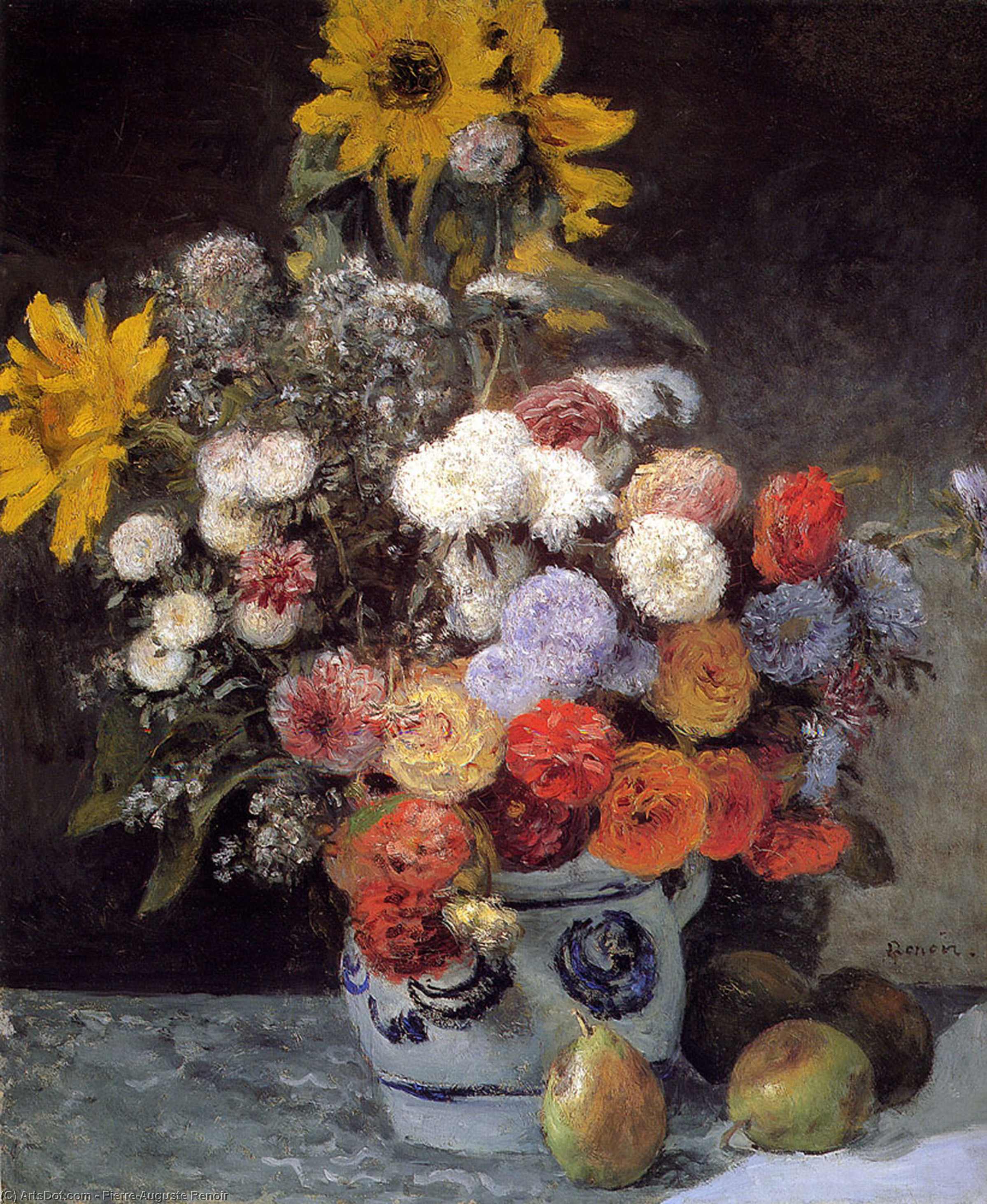 Wikioo.org - Bách khoa toàn thư về mỹ thuật - Vẽ tranh, Tác phẩm nghệ thuật Pierre-Auguste Renoir - Mixed Flowers In An Earthware Pot