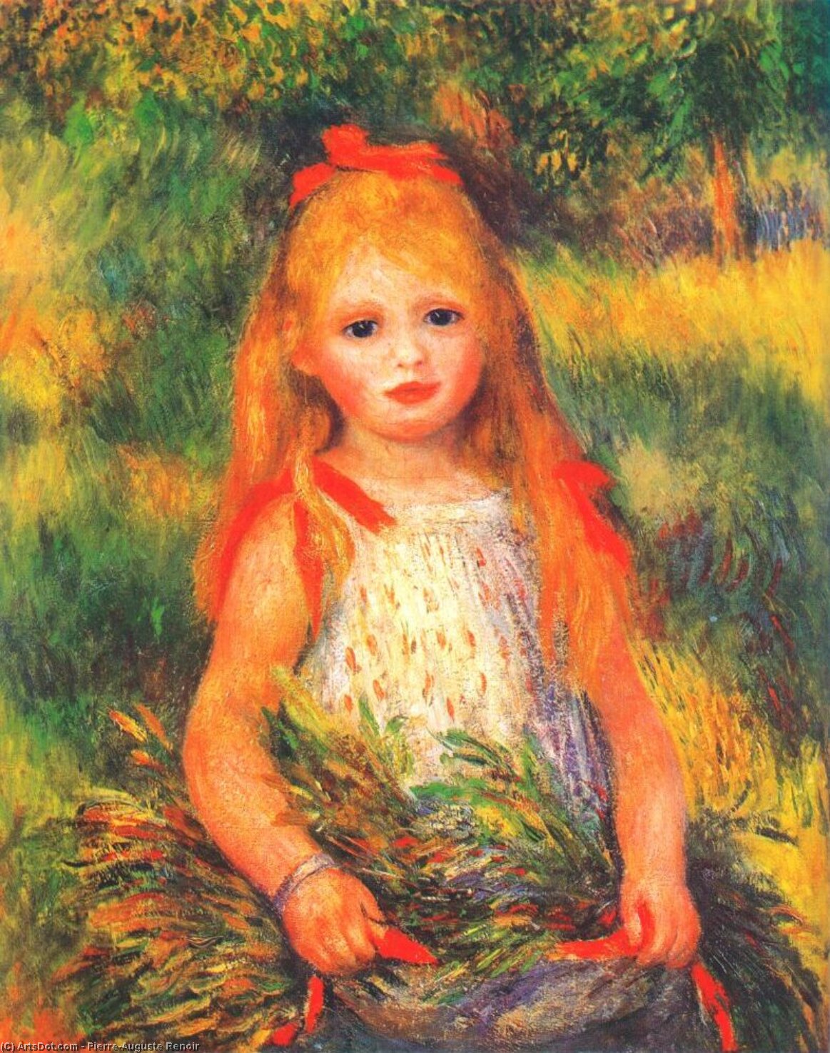 WikiOO.org - Энциклопедия изобразительного искусства - Живопись, Картины  Pierre-Auguste Renoir - Девушка с цветами