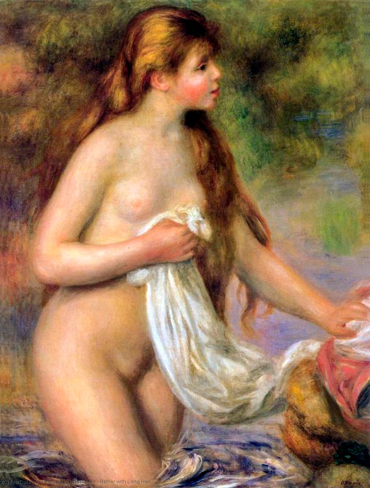 Wikioo.org – L'Enciclopedia delle Belle Arti - Pittura, Opere di Pierre-Auguste Renoir - bagnante con i capelli lunghi