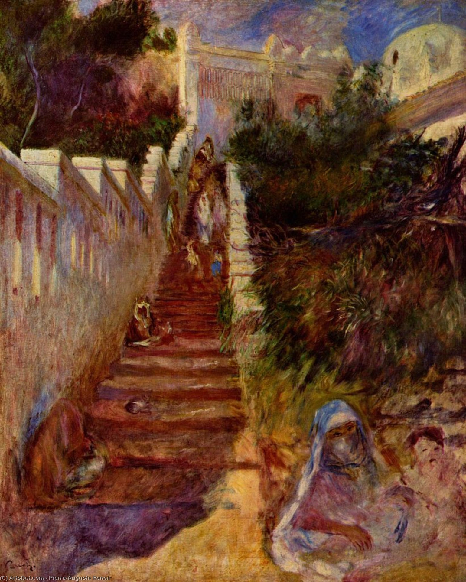 Wikioo.org - Encyklopedia Sztuk Pięknych - Malarstwo, Grafika Pierre-Auguste Renoir - Steps in Algiers