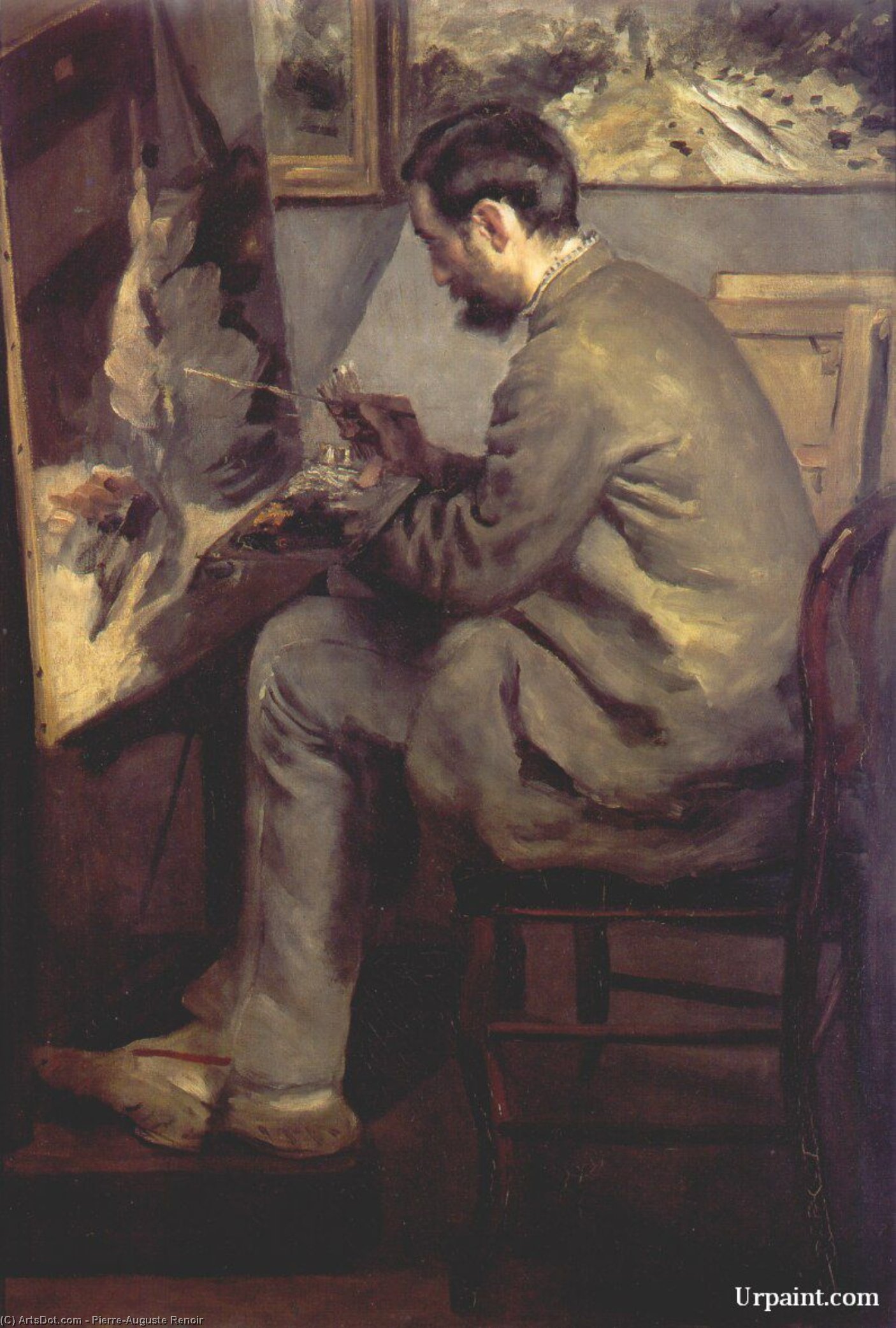 Wikioo.org – L'Encyclopédie des Beaux Arts - Peinture, Oeuvre de Pierre-Auguste Renoir - frédéric bazille peinture de la Héron ( frédéric bazille à son chevalet )