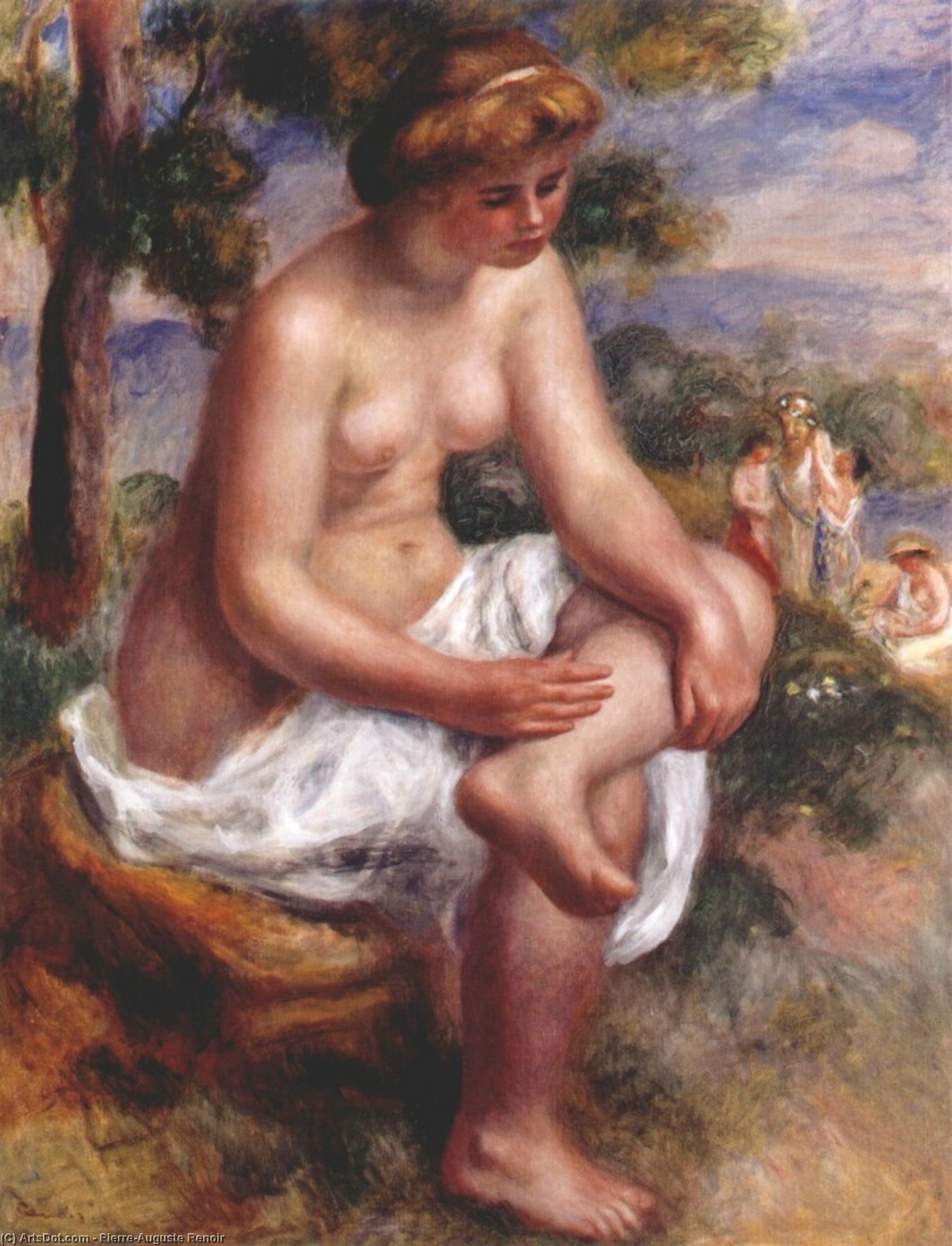 Wikioo.org - The Encyclopedia of Fine Arts - Painting, Artwork by Pierre-Auguste Renoir - Seated bather in a landscape