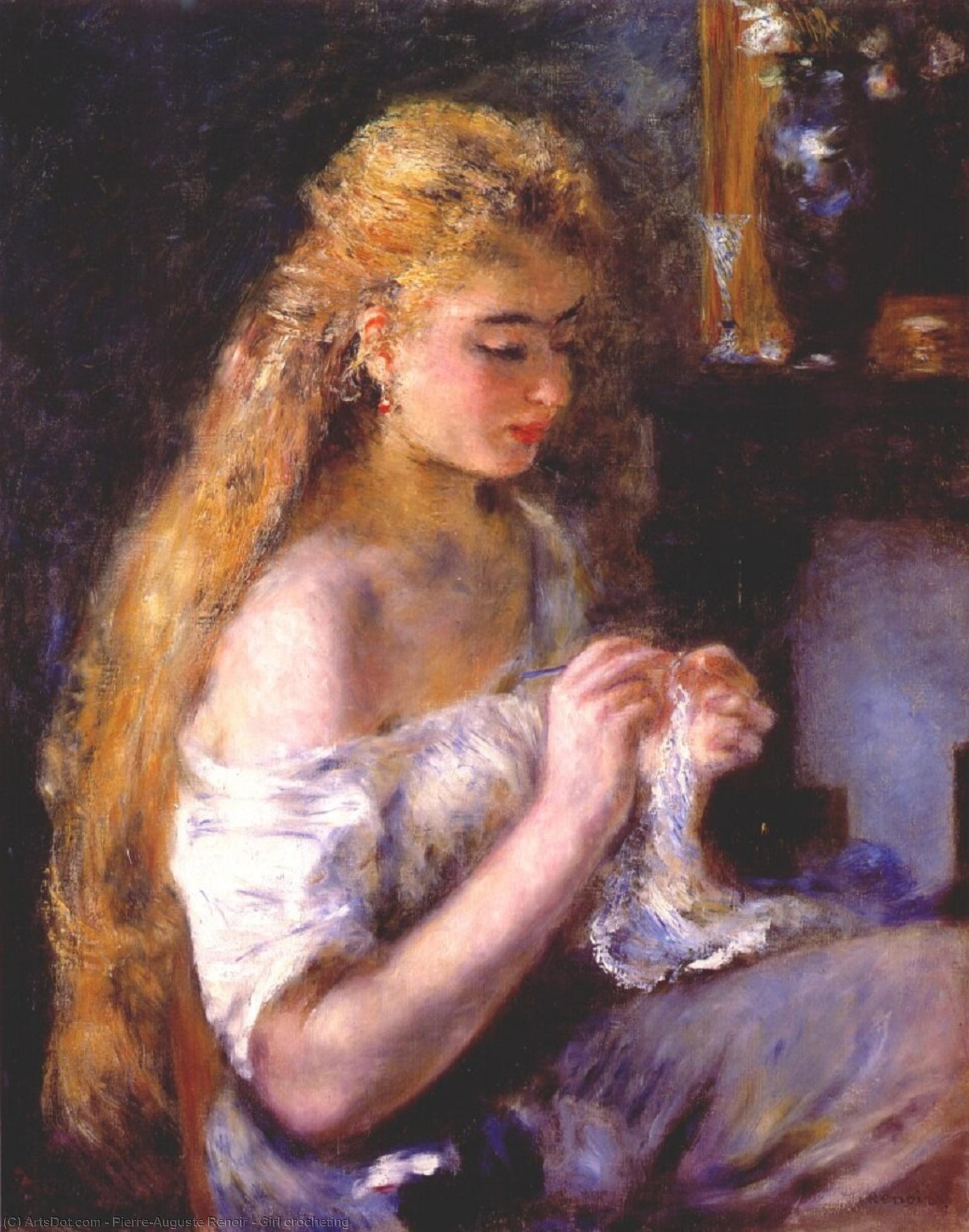 Wikioo.org - Bách khoa toàn thư về mỹ thuật - Vẽ tranh, Tác phẩm nghệ thuật Pierre-Auguste Renoir - Girl crocheting