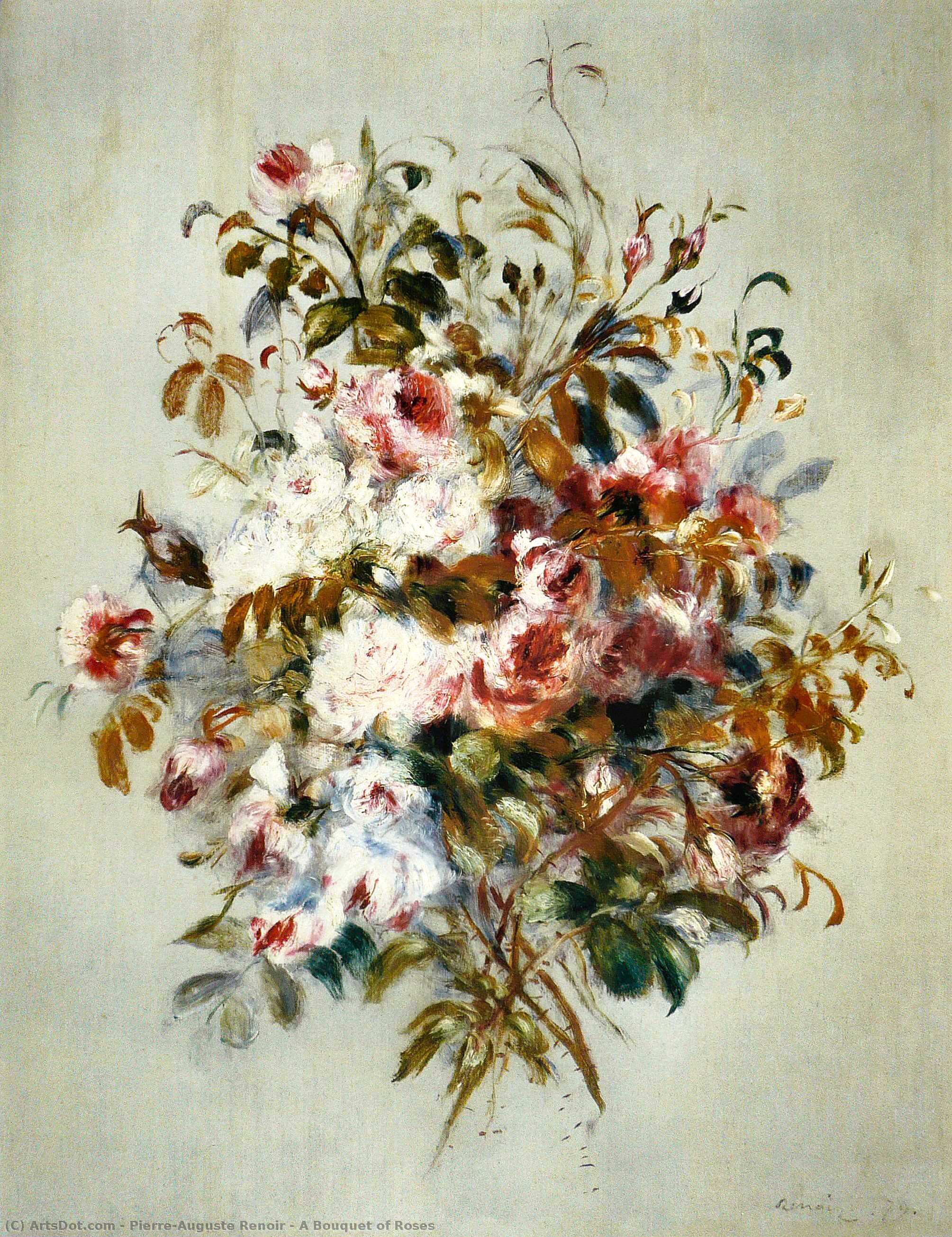 WikiOO.org – 美術百科全書 - 繪畫，作品 Pierre-Auguste Renoir - 一束玫瑰花