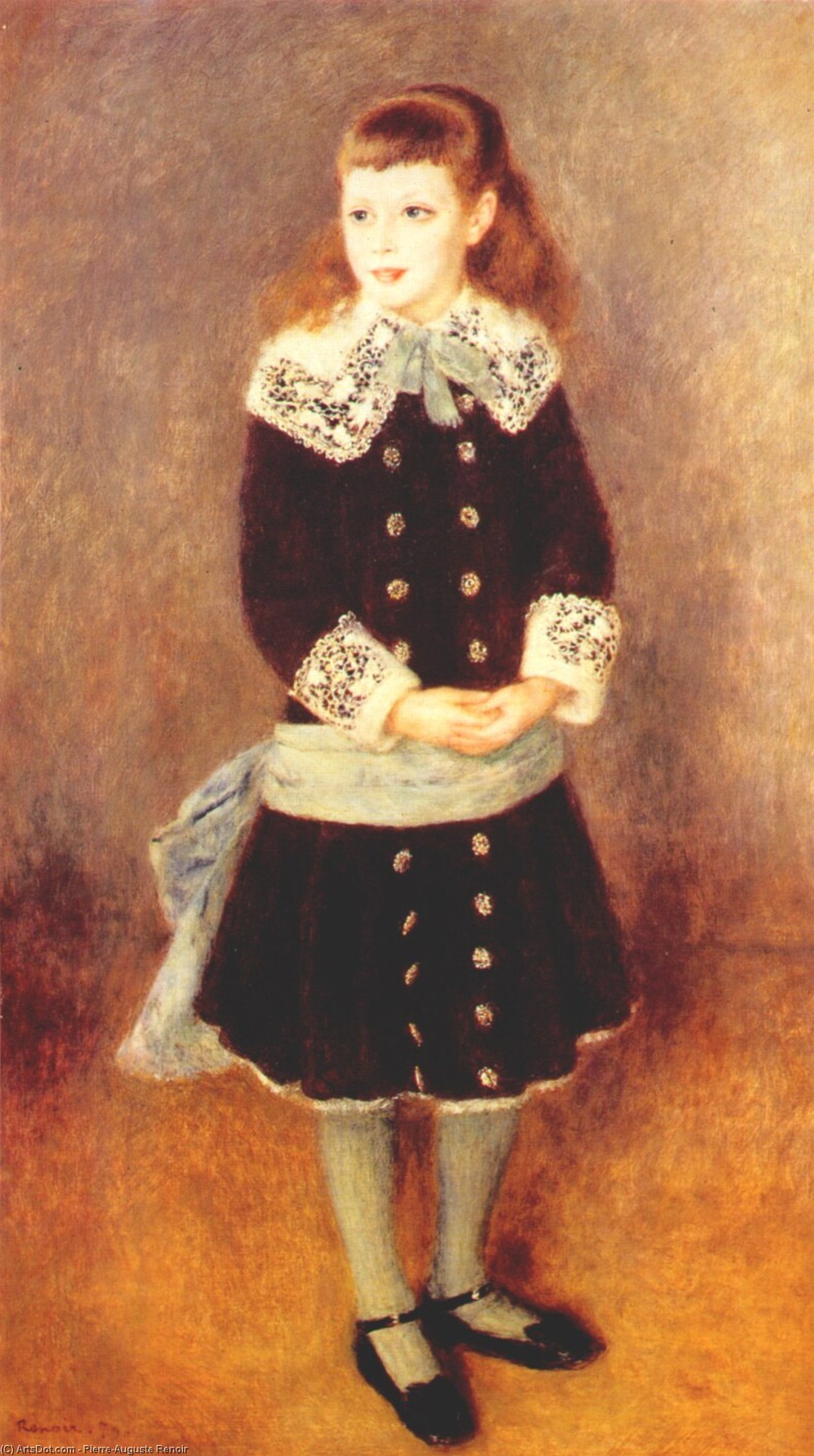 Wikioo.org - The Encyclopedia of Fine Arts - Painting, Artwork by Pierre-Auguste Renoir - Marthe Berard (Girl Wearing a Blue Sash)