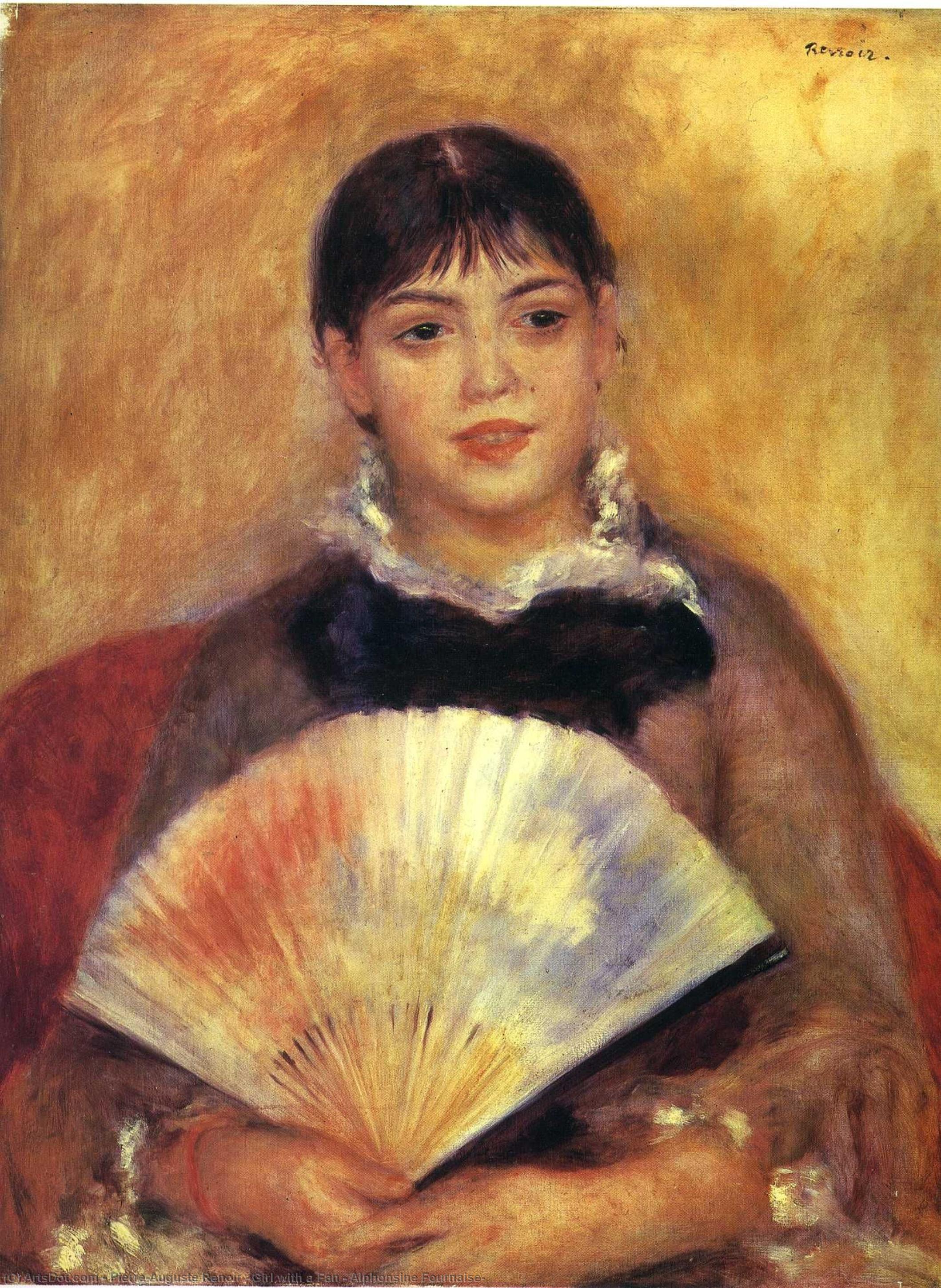 Wikioo.org - Bách khoa toàn thư về mỹ thuật - Vẽ tranh, Tác phẩm nghệ thuật Pierre-Auguste Renoir - Girl with a Fan ( Alphonsine Fournaise)