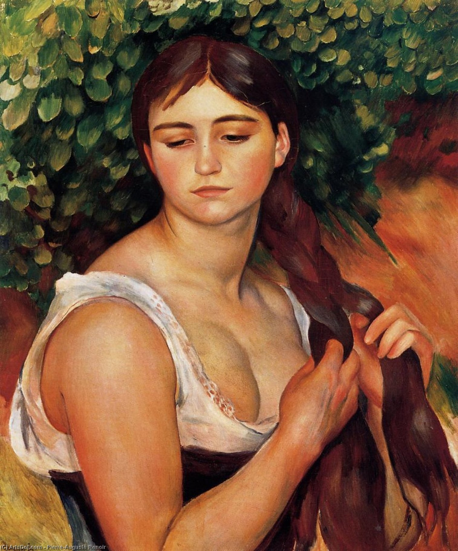 Wikioo.org - The Encyclopedia of Fine Arts - Painting, Artwork by Pierre-Auguste Renoir - The Braid (Suzanne Valadon)