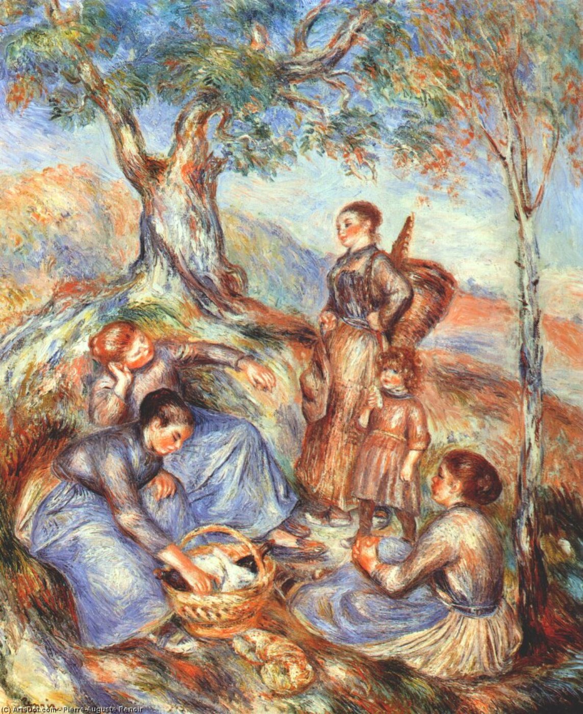 WikiOO.org - 百科事典 - 絵画、アートワーク Pierre-Auguste Renoir - ザー グレープ  ピッカー  で  ランチ