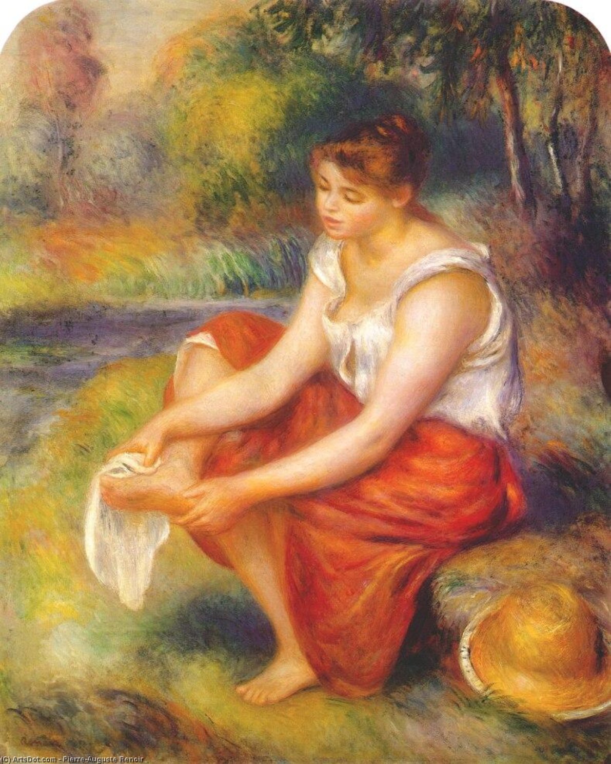WikiOO.org - Encyclopedia of Fine Arts - Malba, Artwork Pierre-Auguste Renoir - Girl wiping her feet