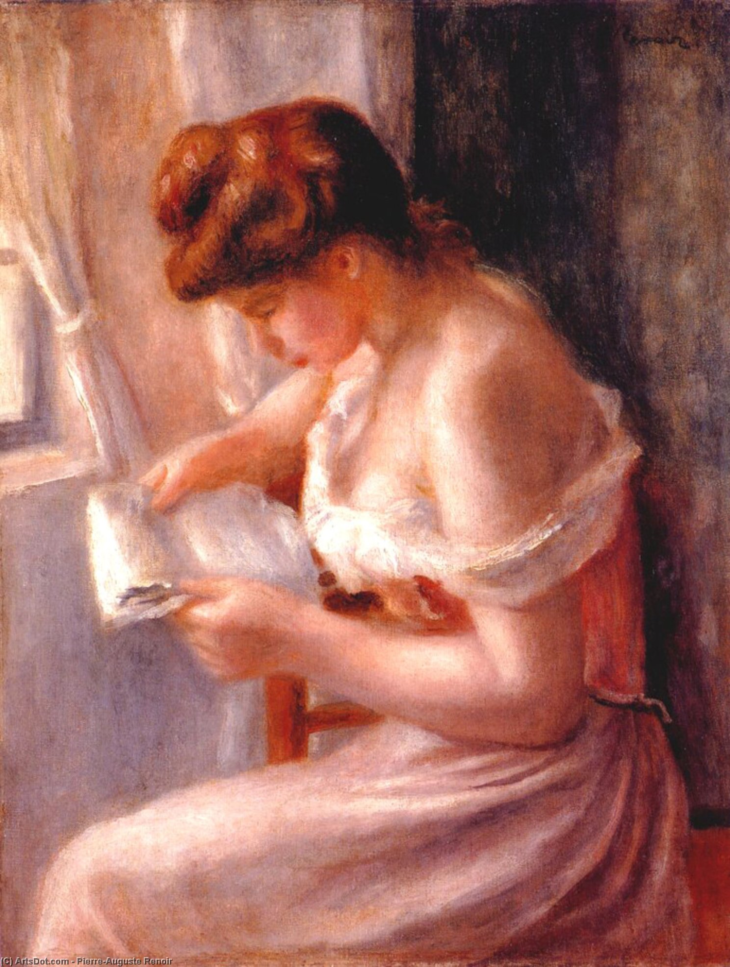 Wikioo.org - The Encyclopedia of Fine Arts - Painting, Artwork by Pierre-Auguste Renoir - A girl reading