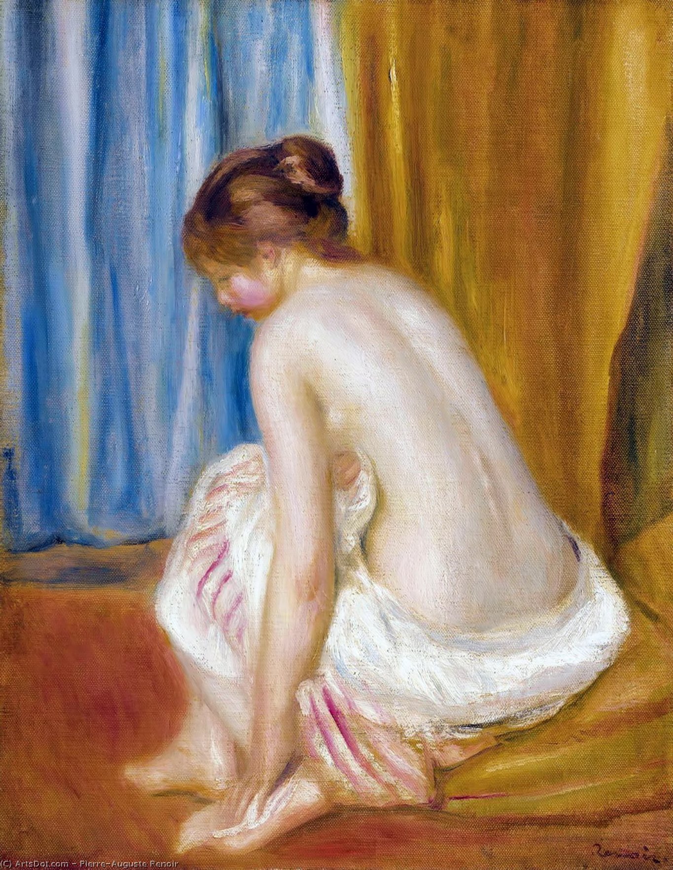 Wikoo.org - موسوعة الفنون الجميلة - اللوحة، العمل الفني Pierre-Auguste Renoir - Back view of a bather