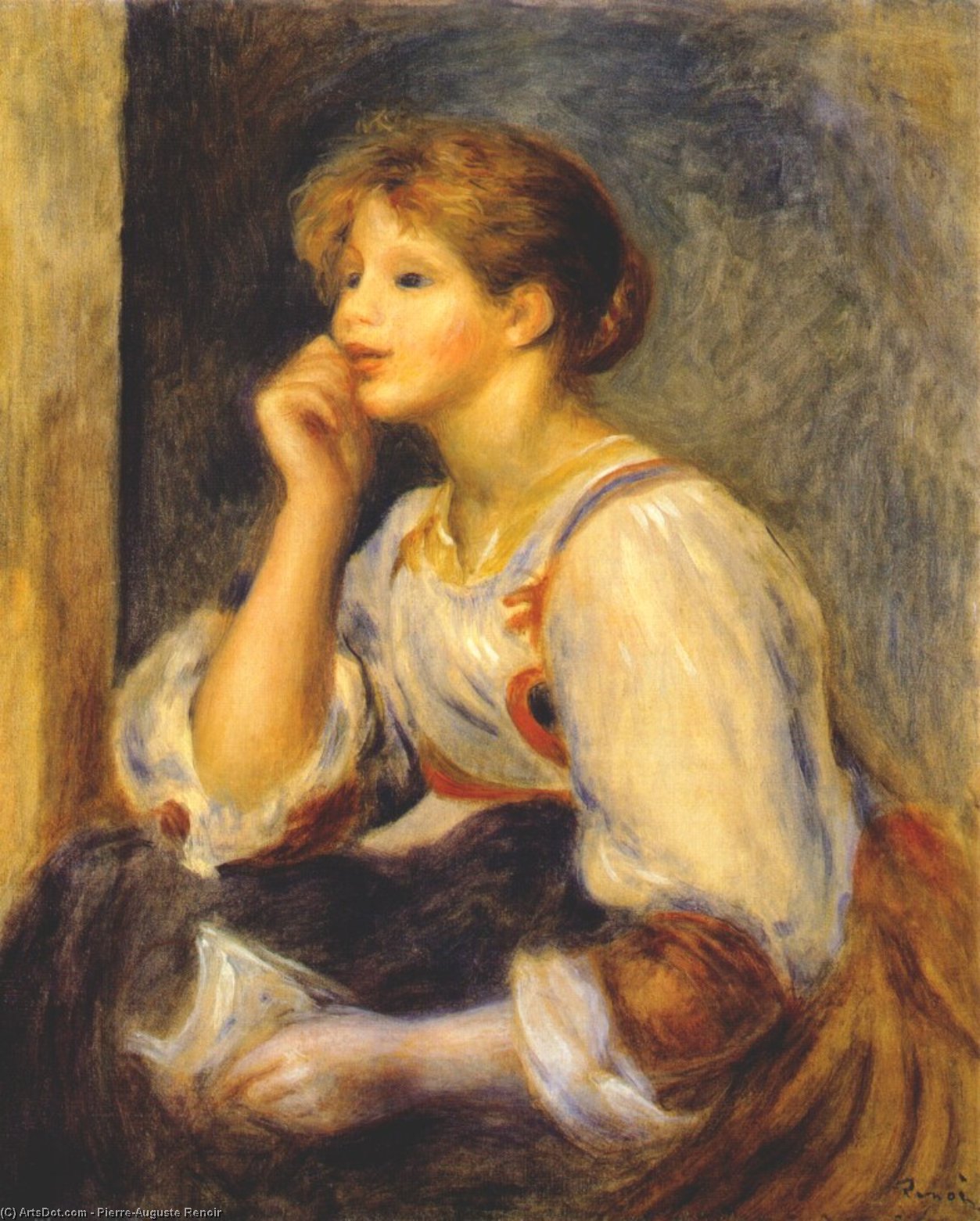 Wikioo.org – La Enciclopedia de las Bellas Artes - Pintura, Obras de arte de Pierre-Auguste Renoir - chica con una letra