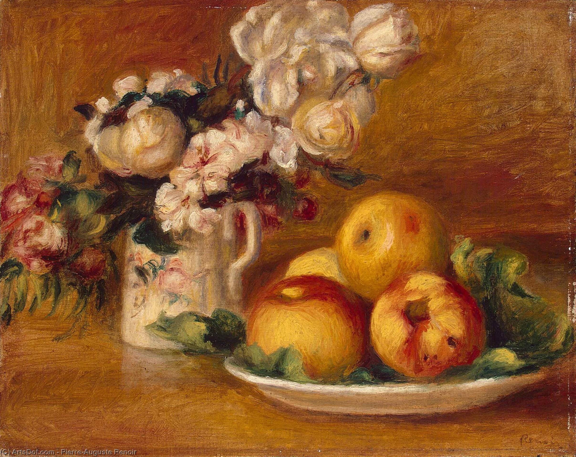 Wikioo.org - สารานุกรมวิจิตรศิลป์ - จิตรกรรม Pierre-Auguste Renoir - Apples and Flowers